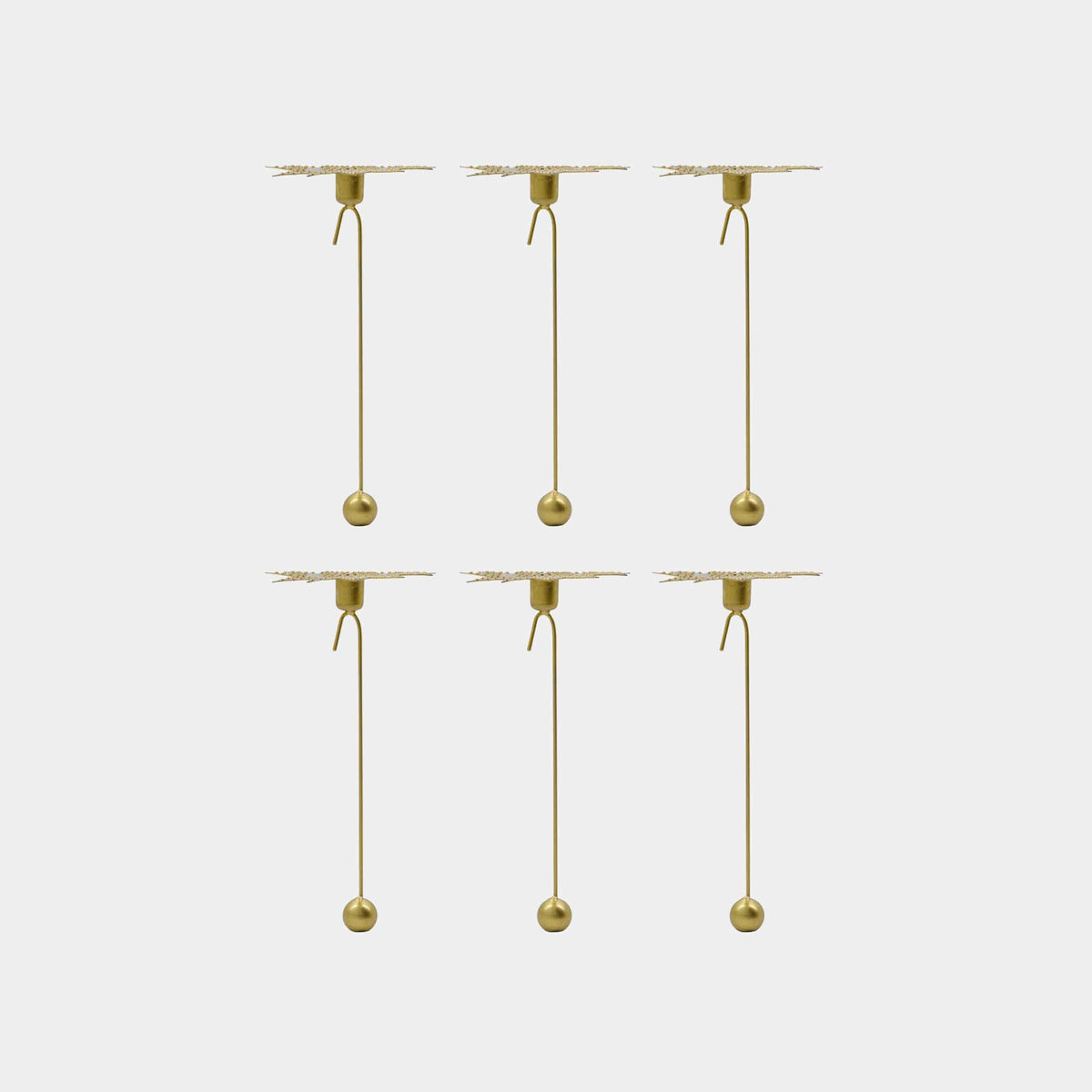 Antique Brass Star Christmas Tree Candle Holders | Set of 6