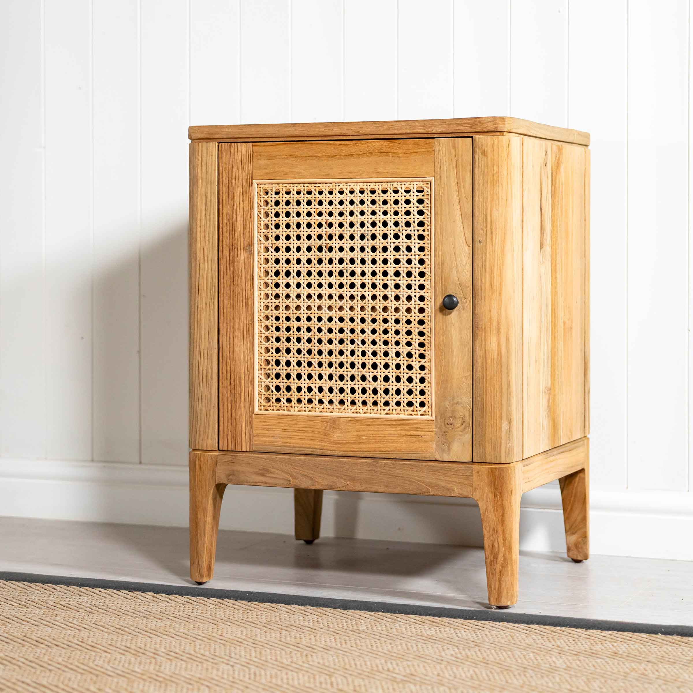 Arch Bedside Table | 1 Rattan Door 1 Shelf