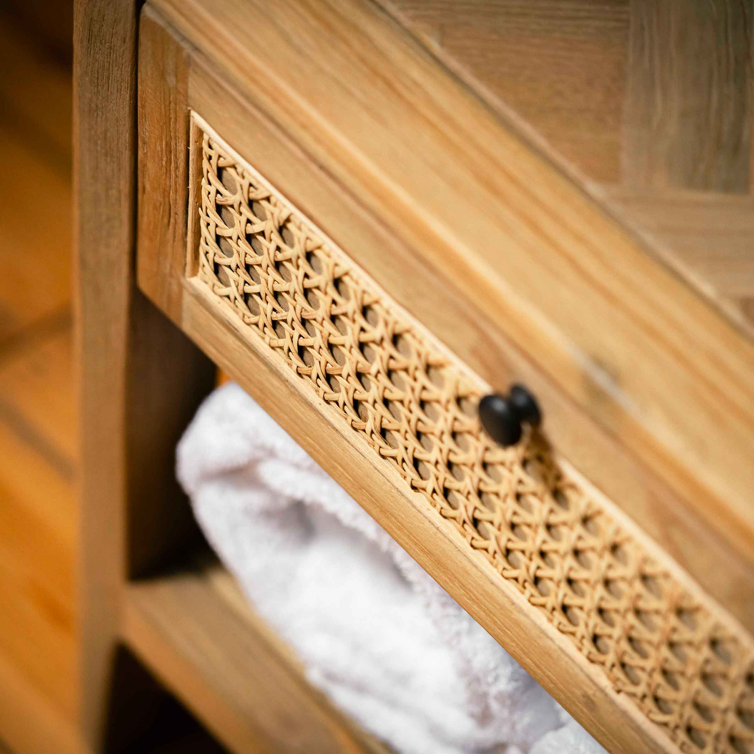 Arch Bedside Table | 1 Rattan Drawer