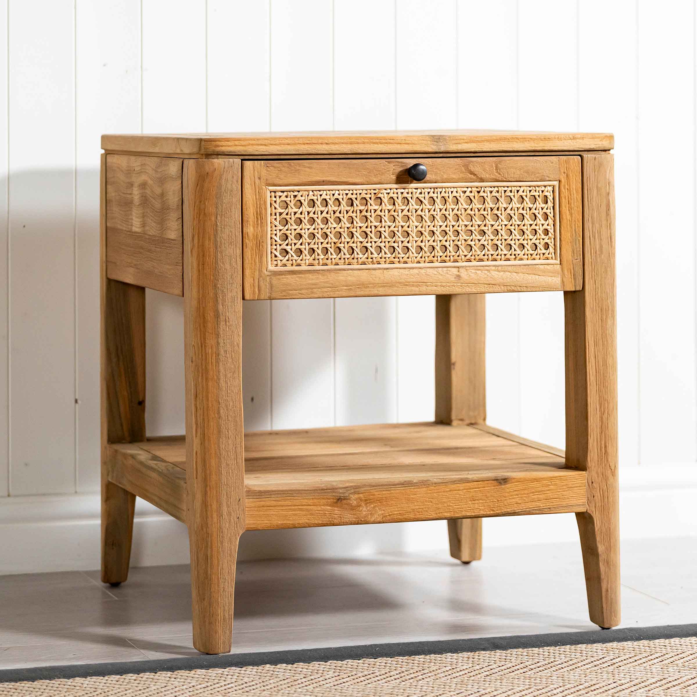 Arch Bedside Table | 1 Rattan Drawer
