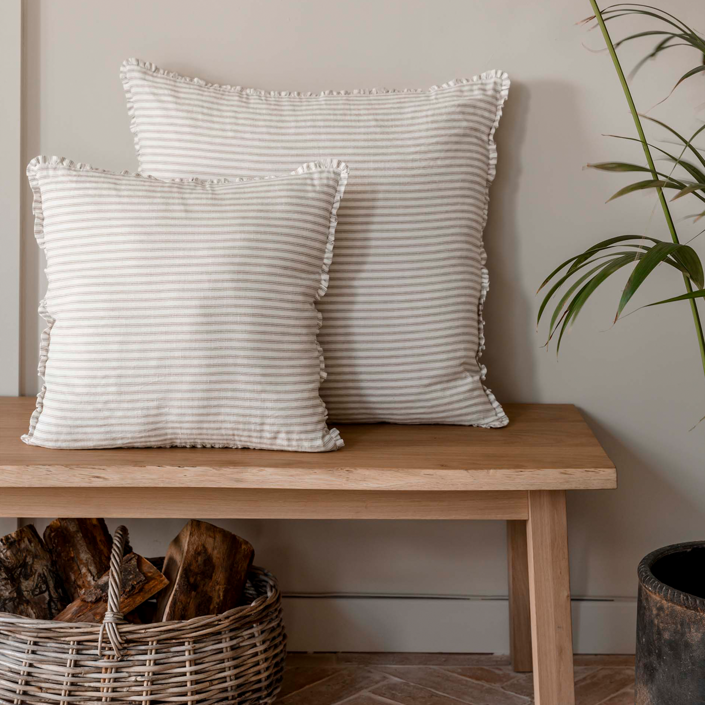 Boxwell Stripe Cushion | Natural | 60 x 60cm
