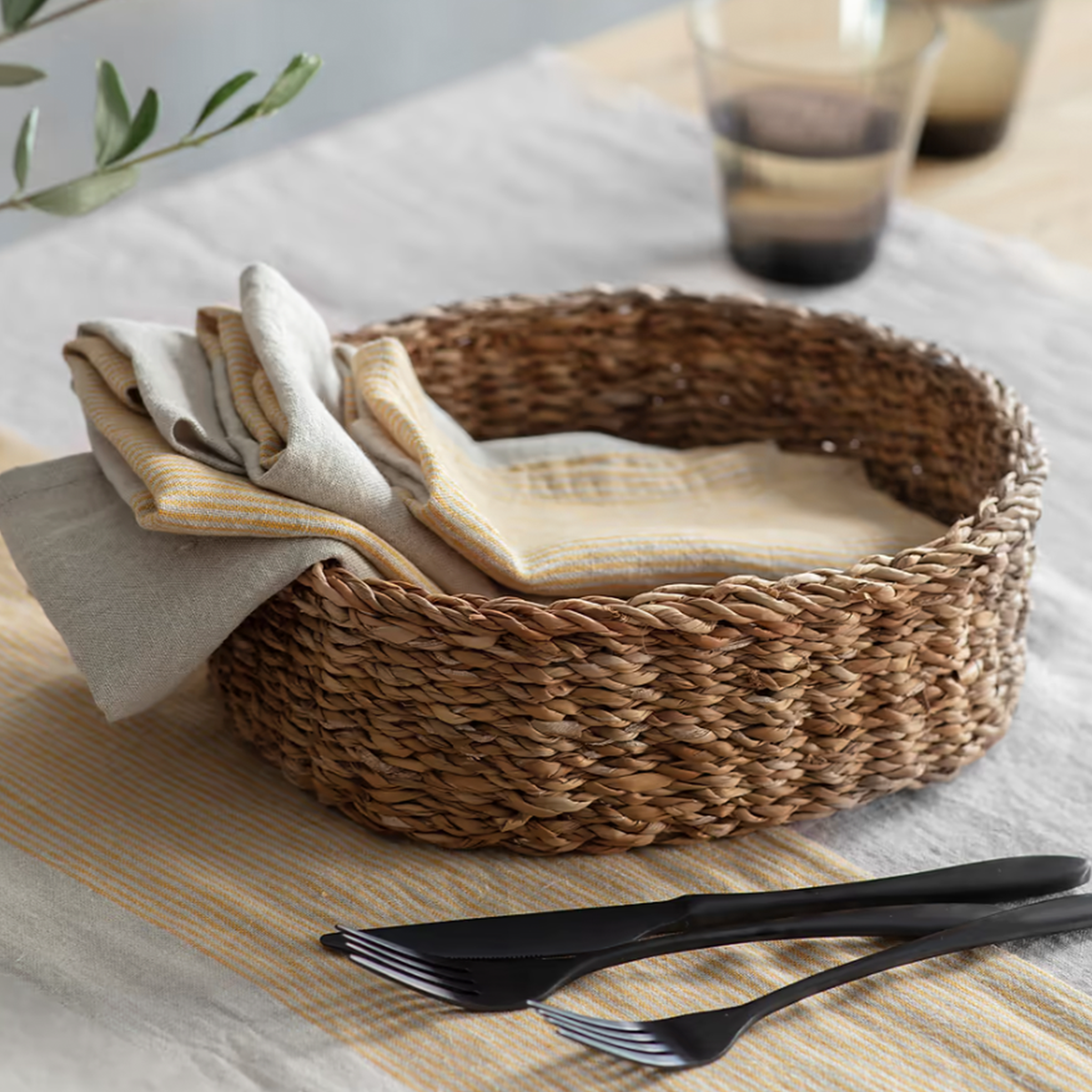 Brading Natural Round Basket