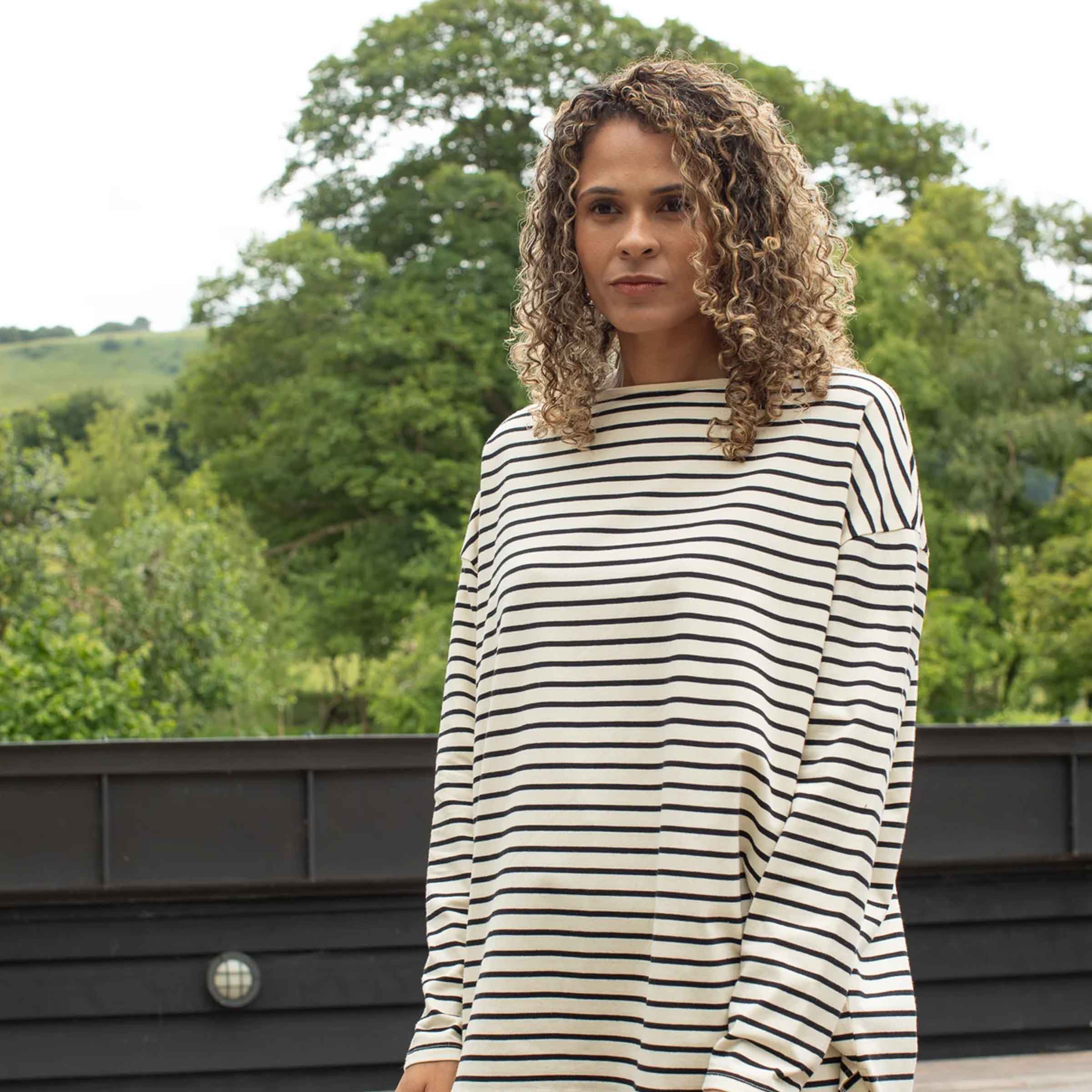 Bryony Stripe Top | Black/Cream