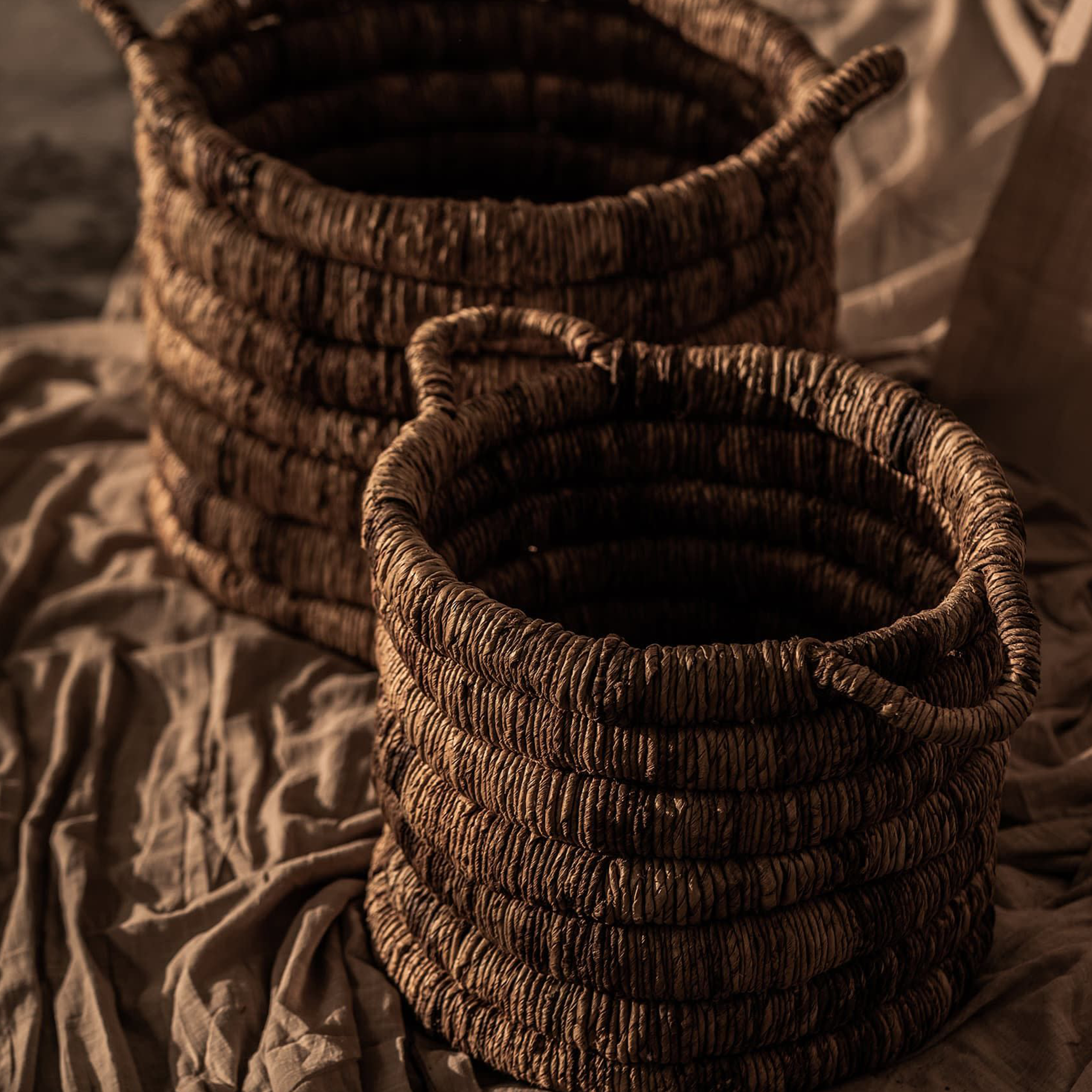 Caterpillar Sago Round Basket