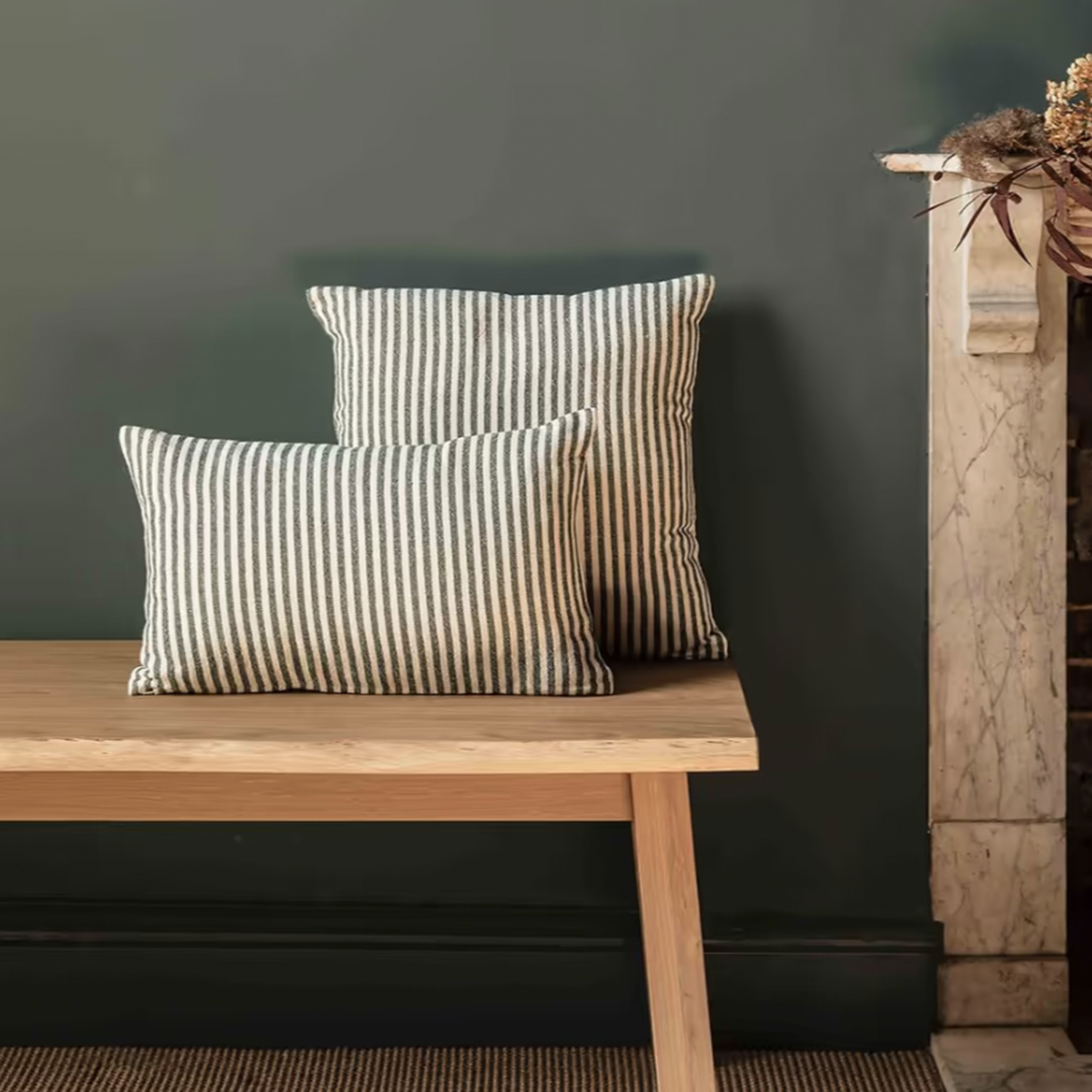 Charingworth Stripe Cushion | Forest Green | 30 x 50cm