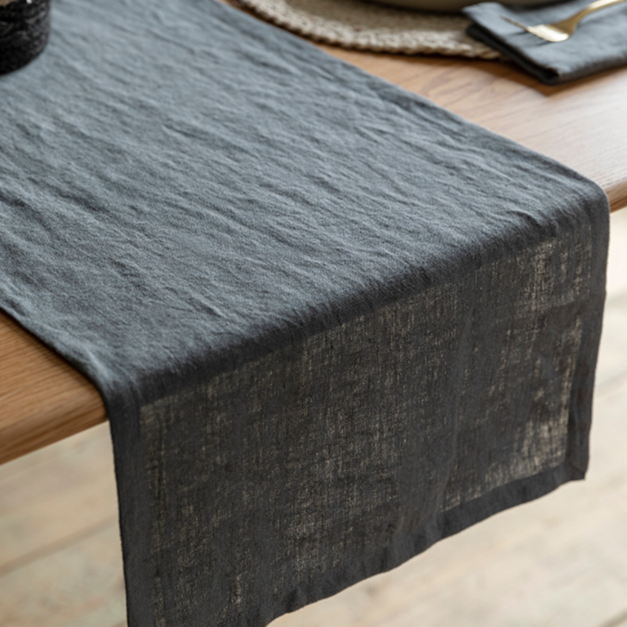 Classic Linen Table Runner | Charcoal