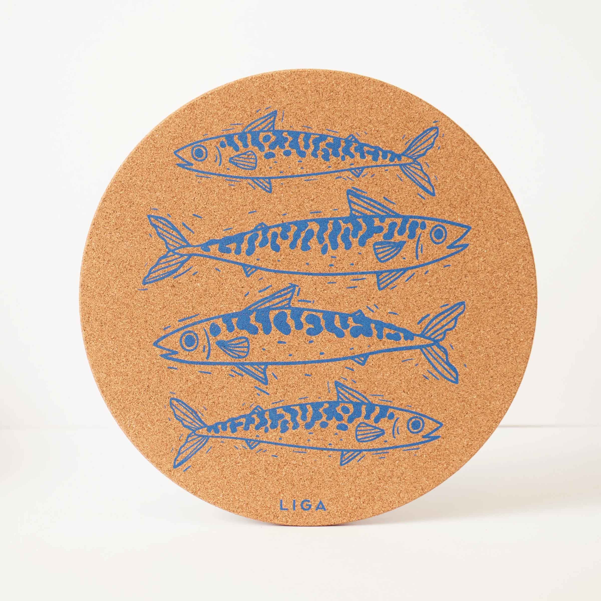 Cork Placemat 30cm | Mackerel Blue