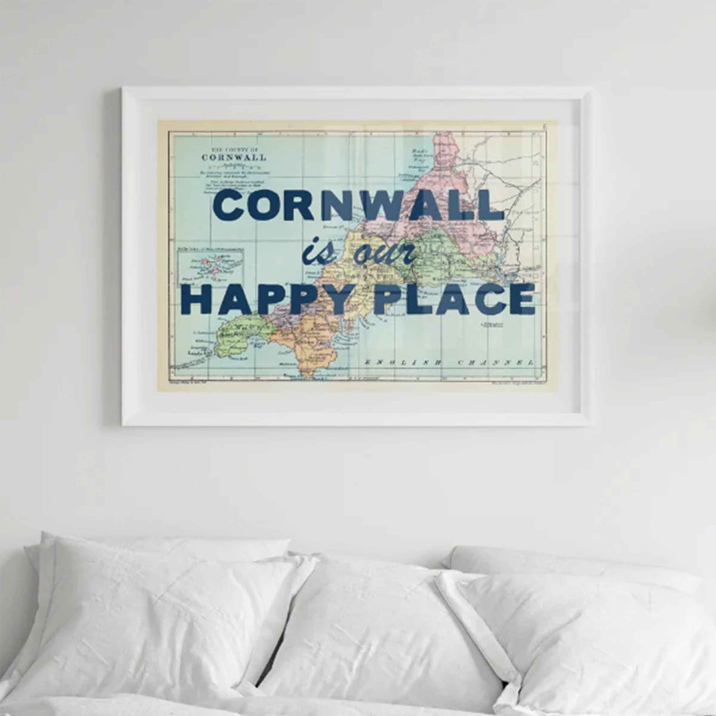 Custom Map Print for Any Location | Personalised Vintage Map Print | Blue Font