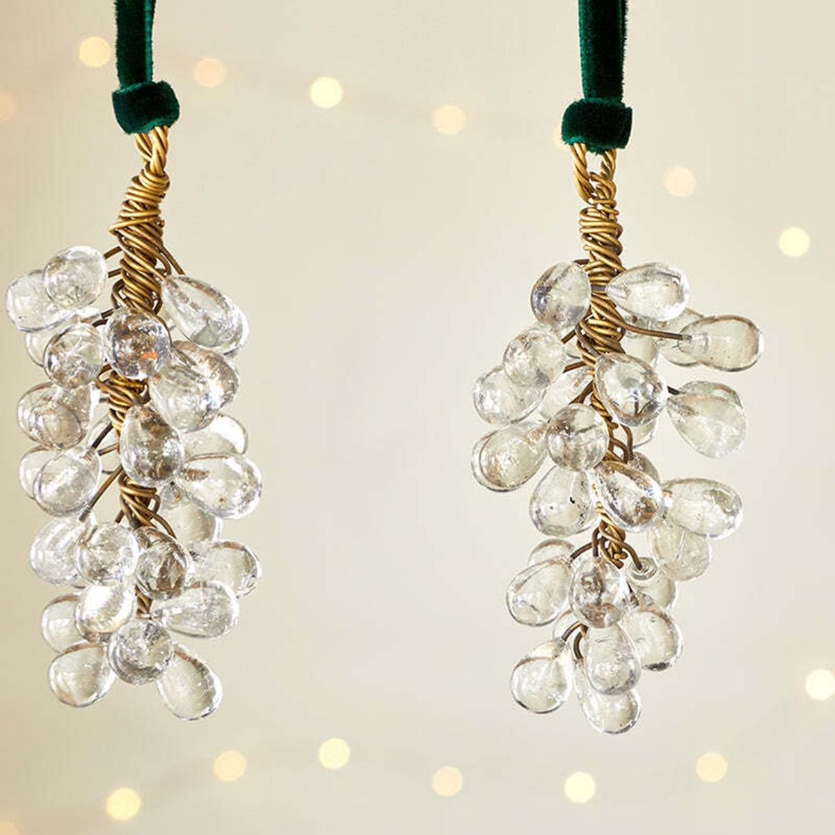 Danvi Glass Drop Baubles - Brass & Clear | Single