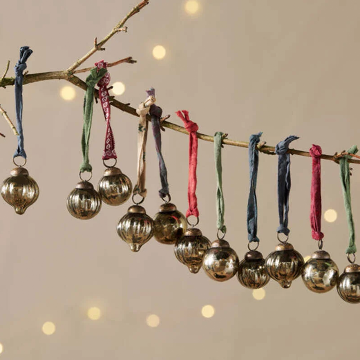 Dew Drop Baubles - Antique Gold - (Set of 12)