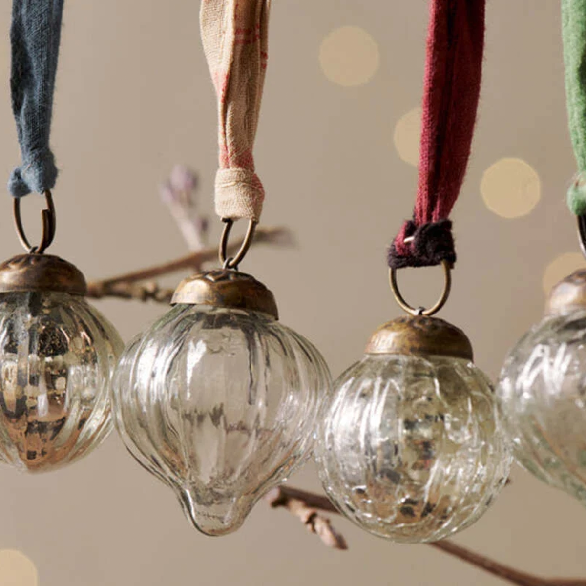 Dew Drop Baubles - Silver & Clear - (Set of 12)