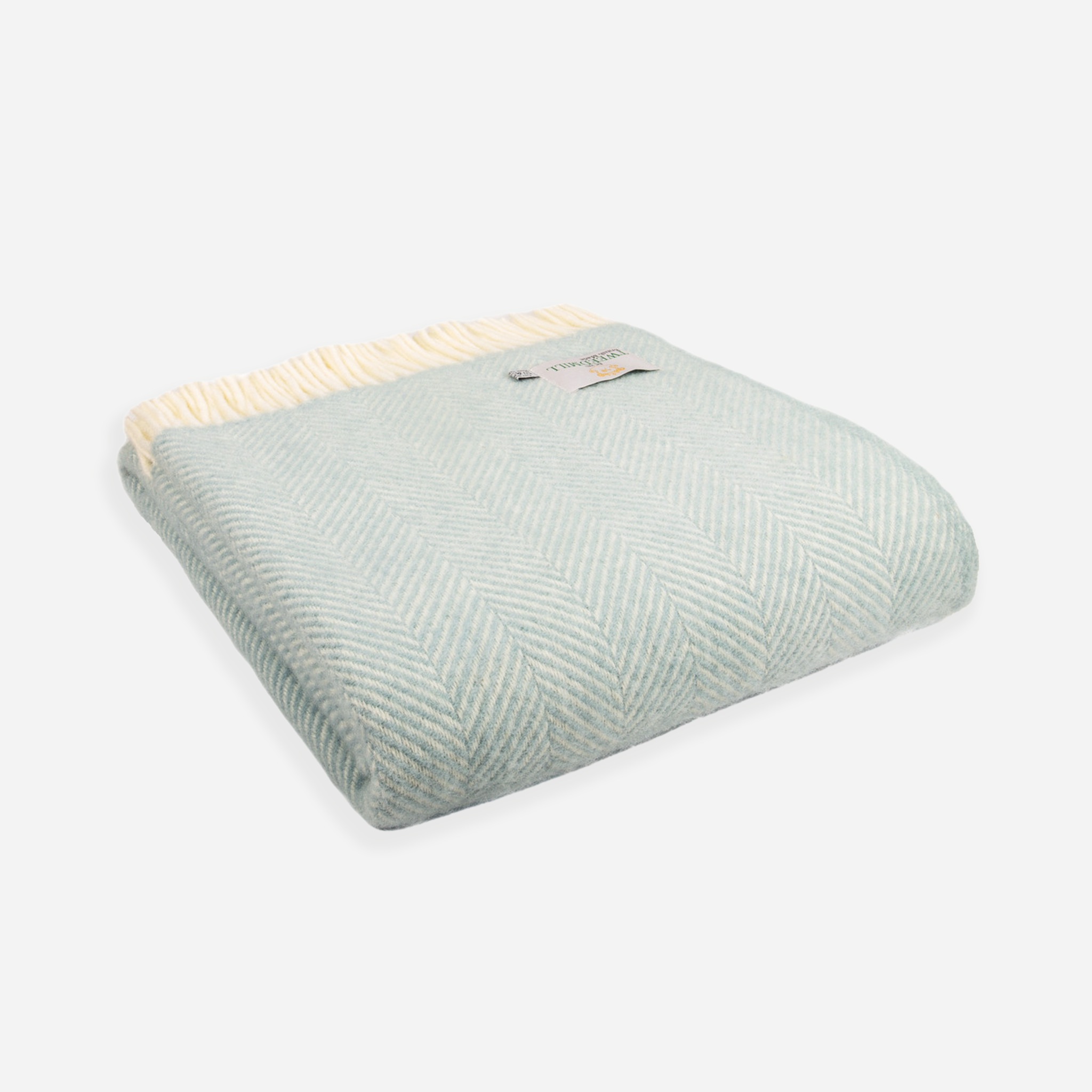 Pure New Wool Throw | Fishbone | Duck Egg