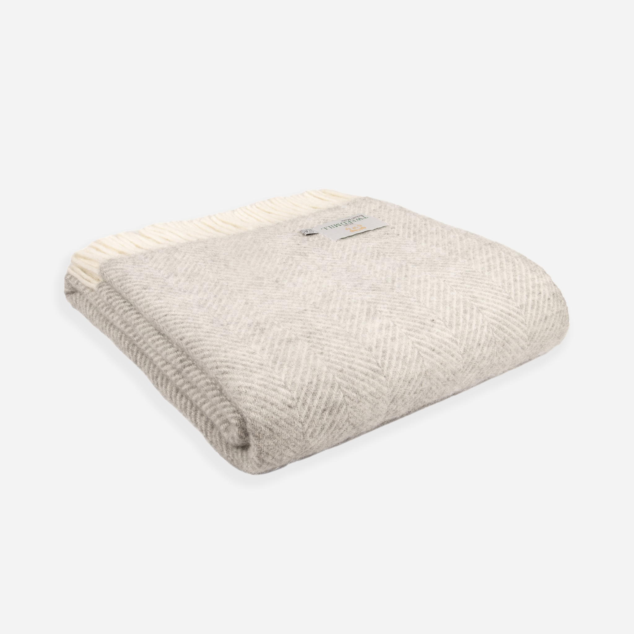Pure New Wool Throw | Fishbone | Silver Grey