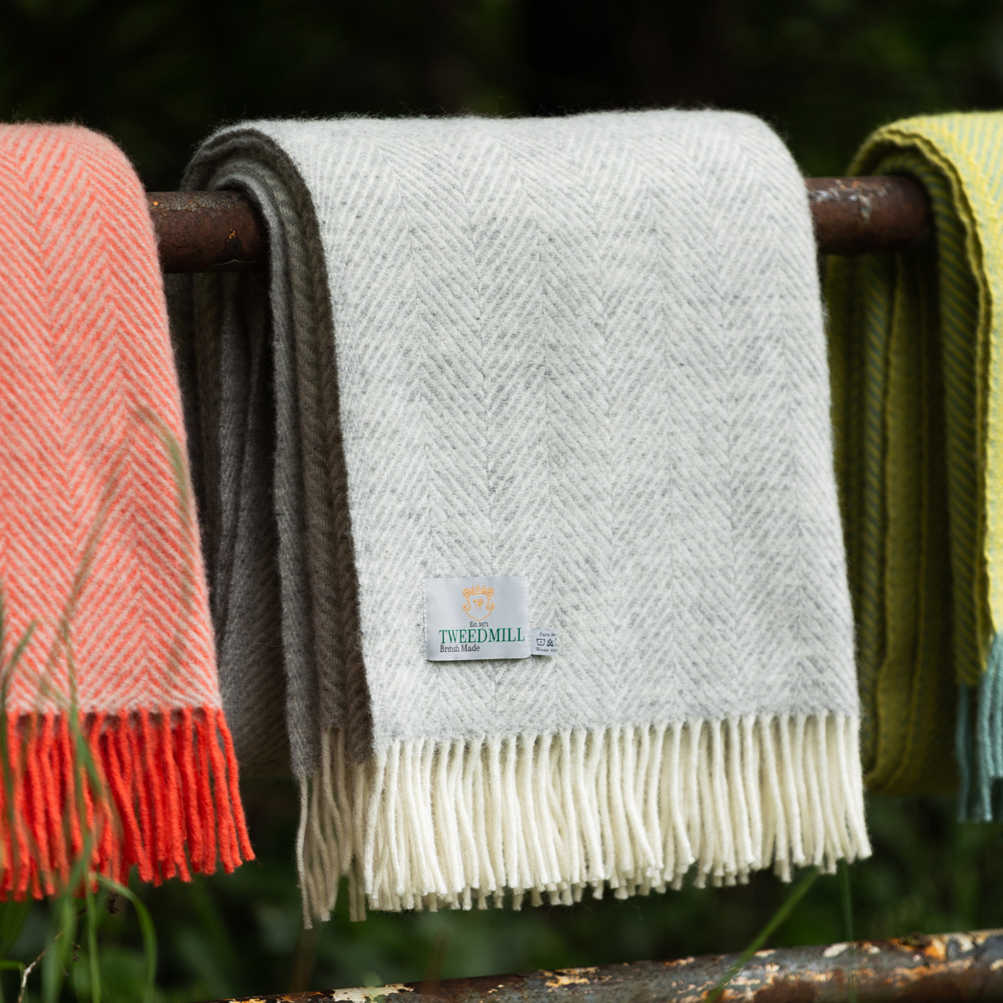 Pure New Wool Throw | Fishbone | Silver Grey