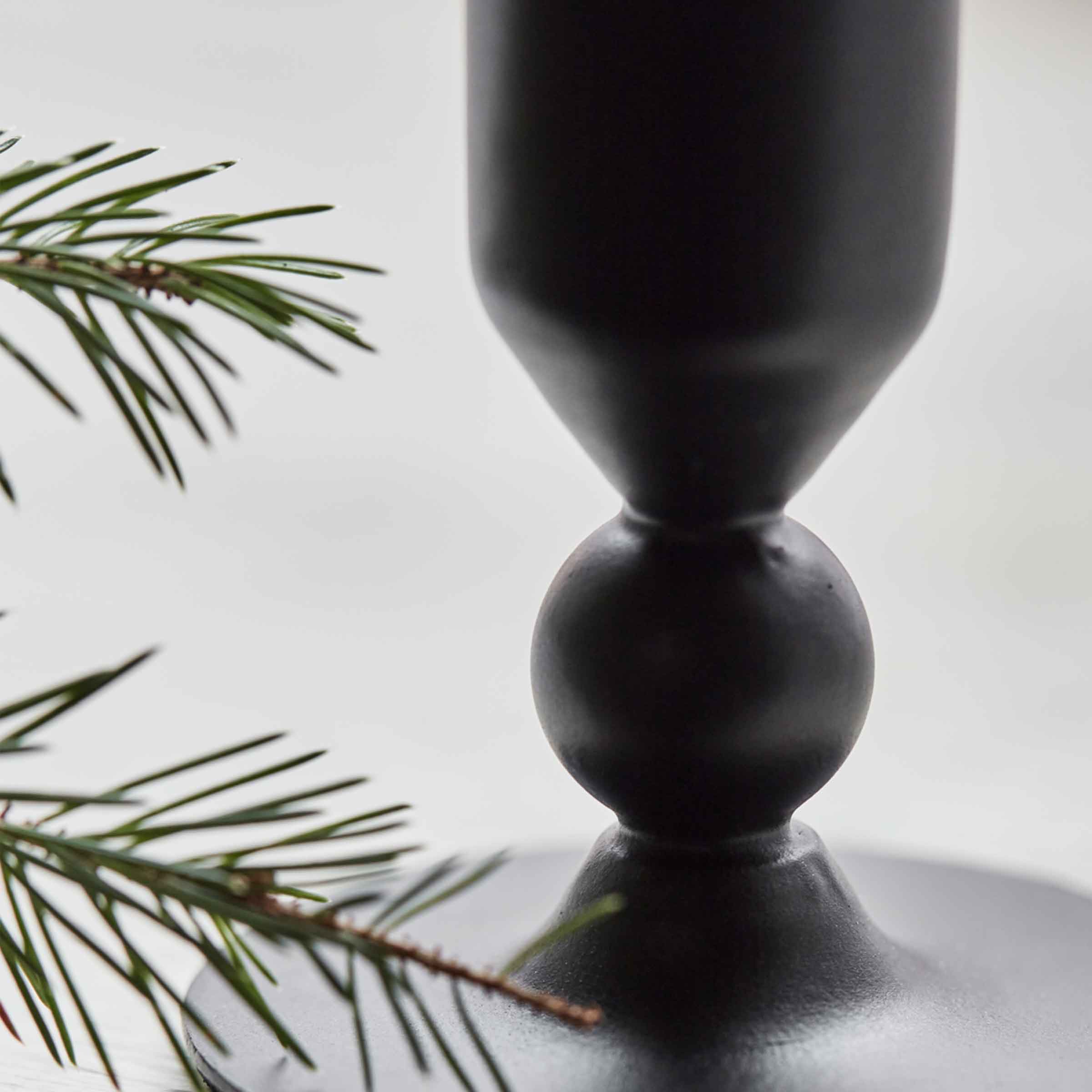 Folk Black Metal Candle Holder | Short