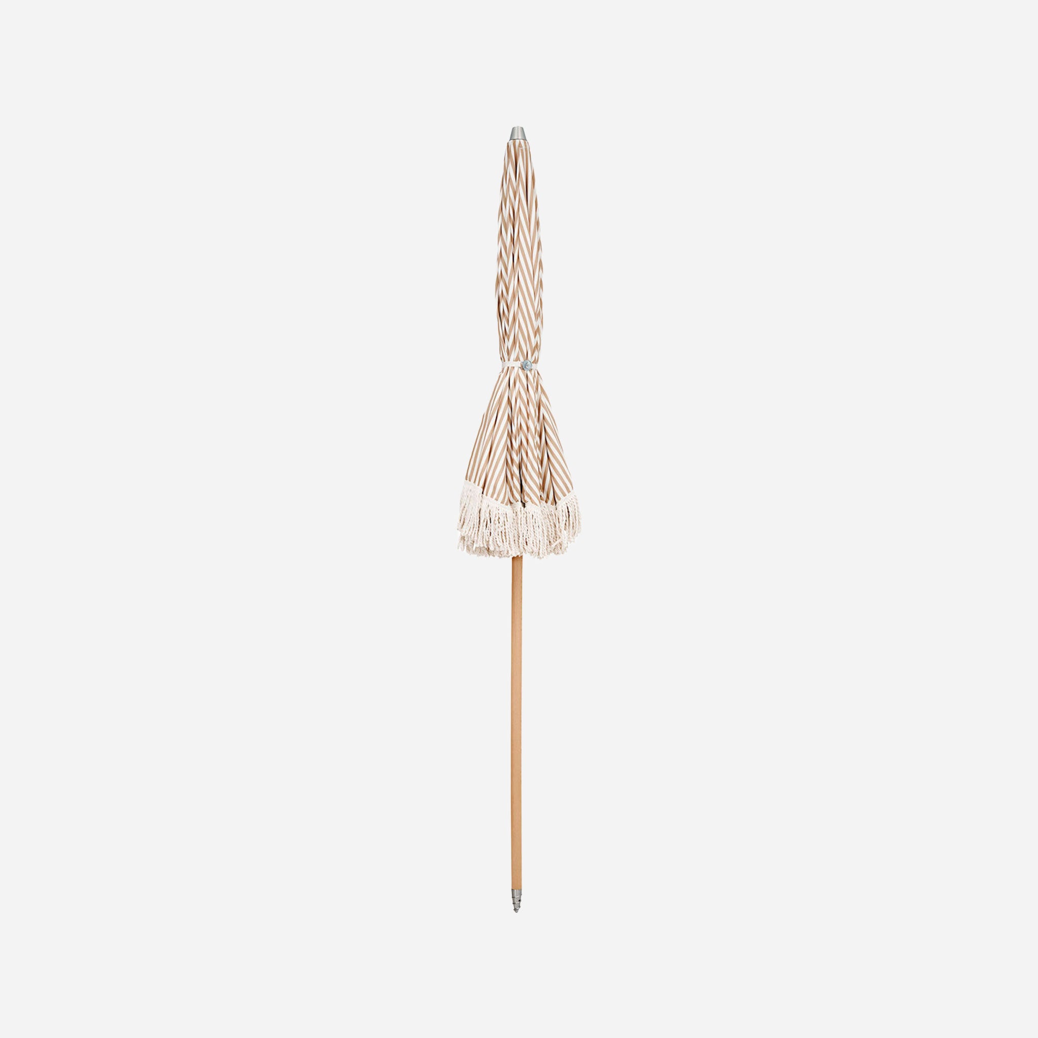 Garden Umbrella – Sand Stripe with Fringe