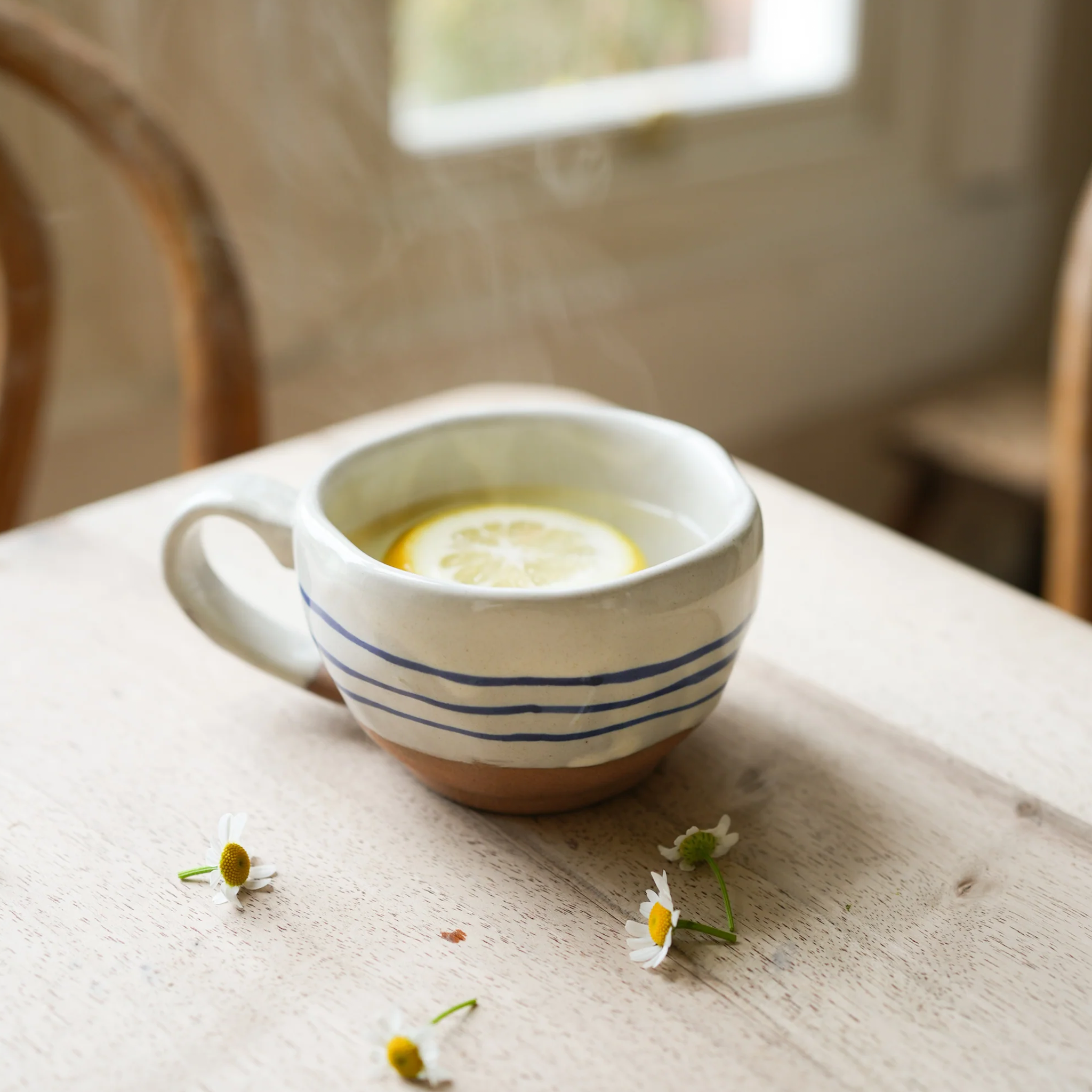 Hand Painted Breton Stripe Tea Cup | Ink