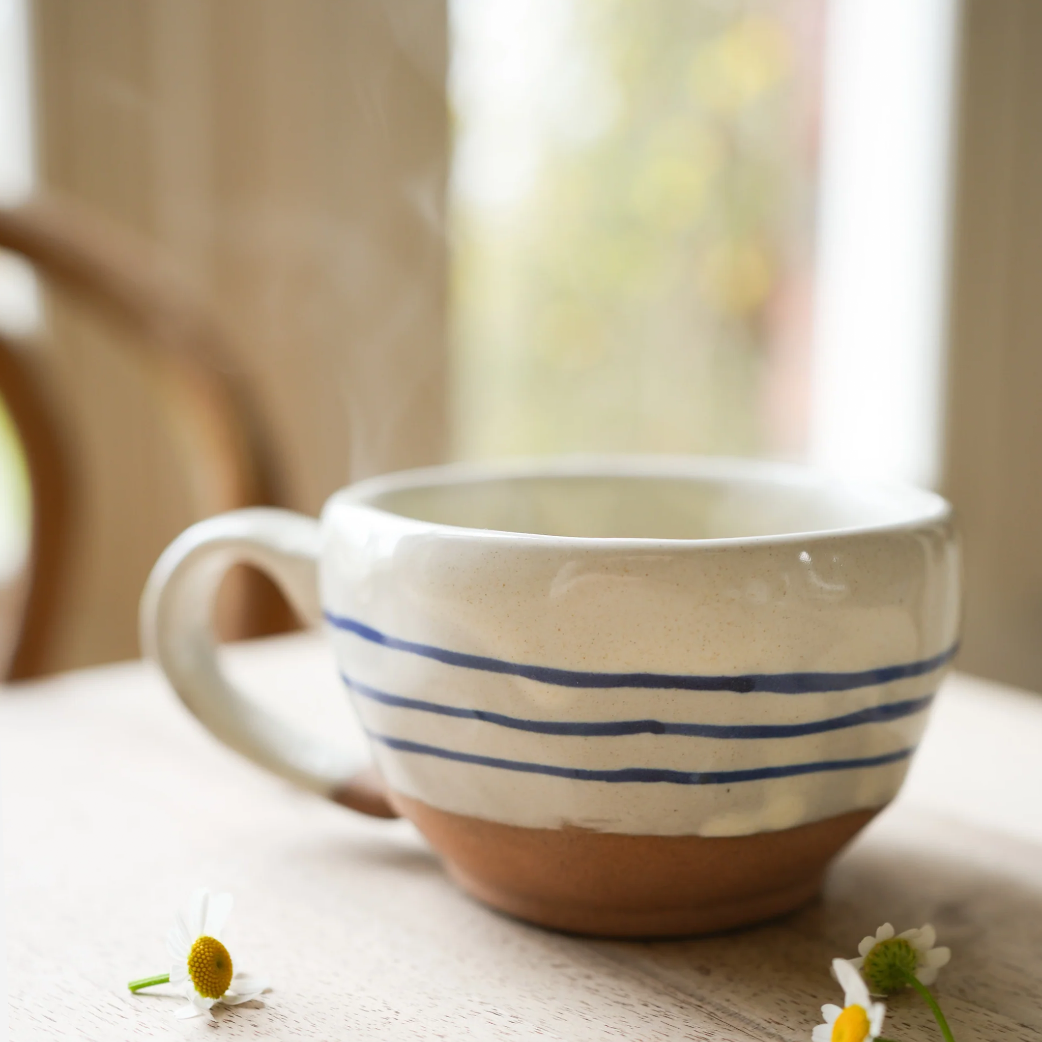 Hand Painted Breton Stripe Tea Cup | Ink