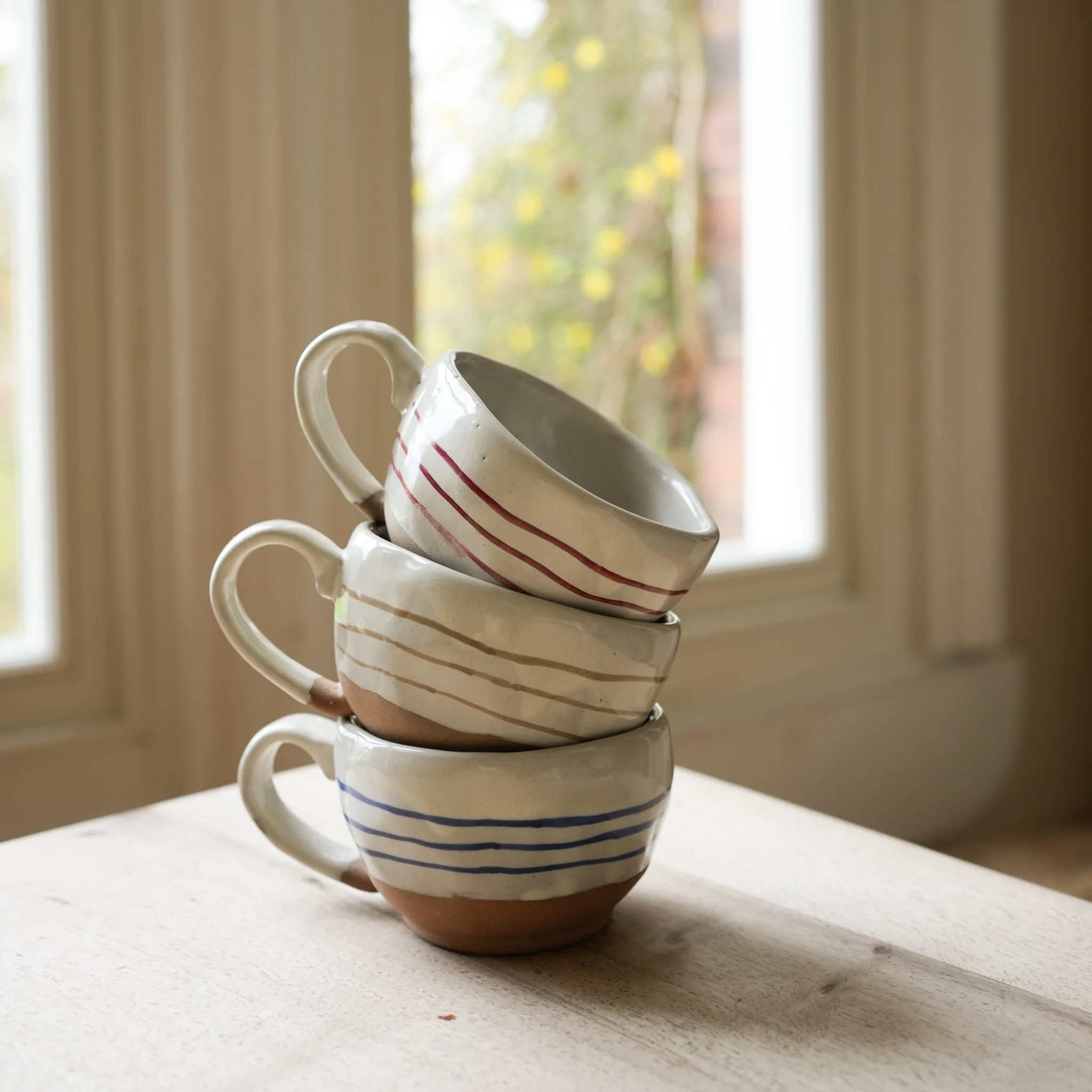 Hand Painted Breton Stripe Tea Cup | Ink