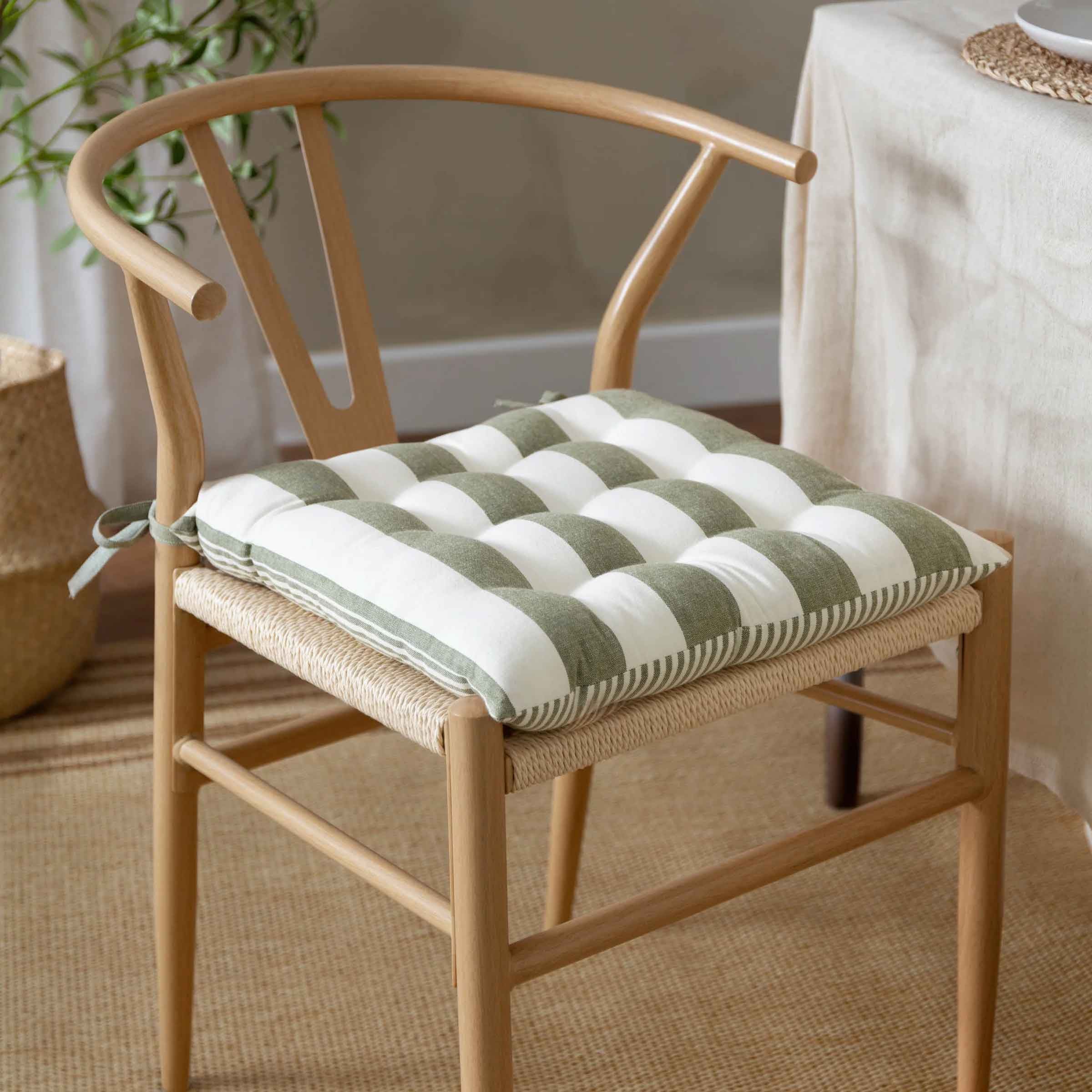 Hayle Striped Seat Pad | Set of 2 | Moss
