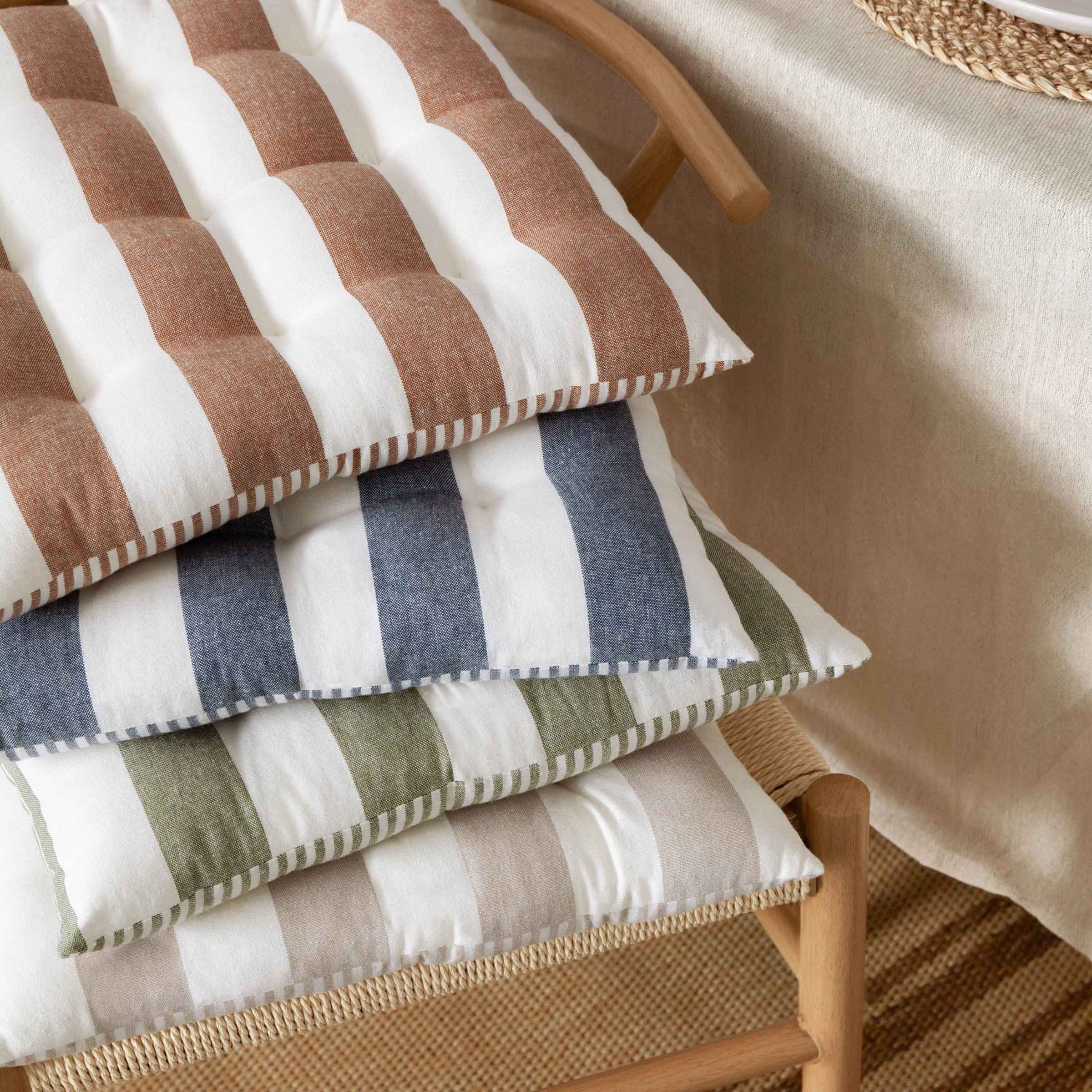 Hayle Striped Seat Pad | Set of 2 | Moss