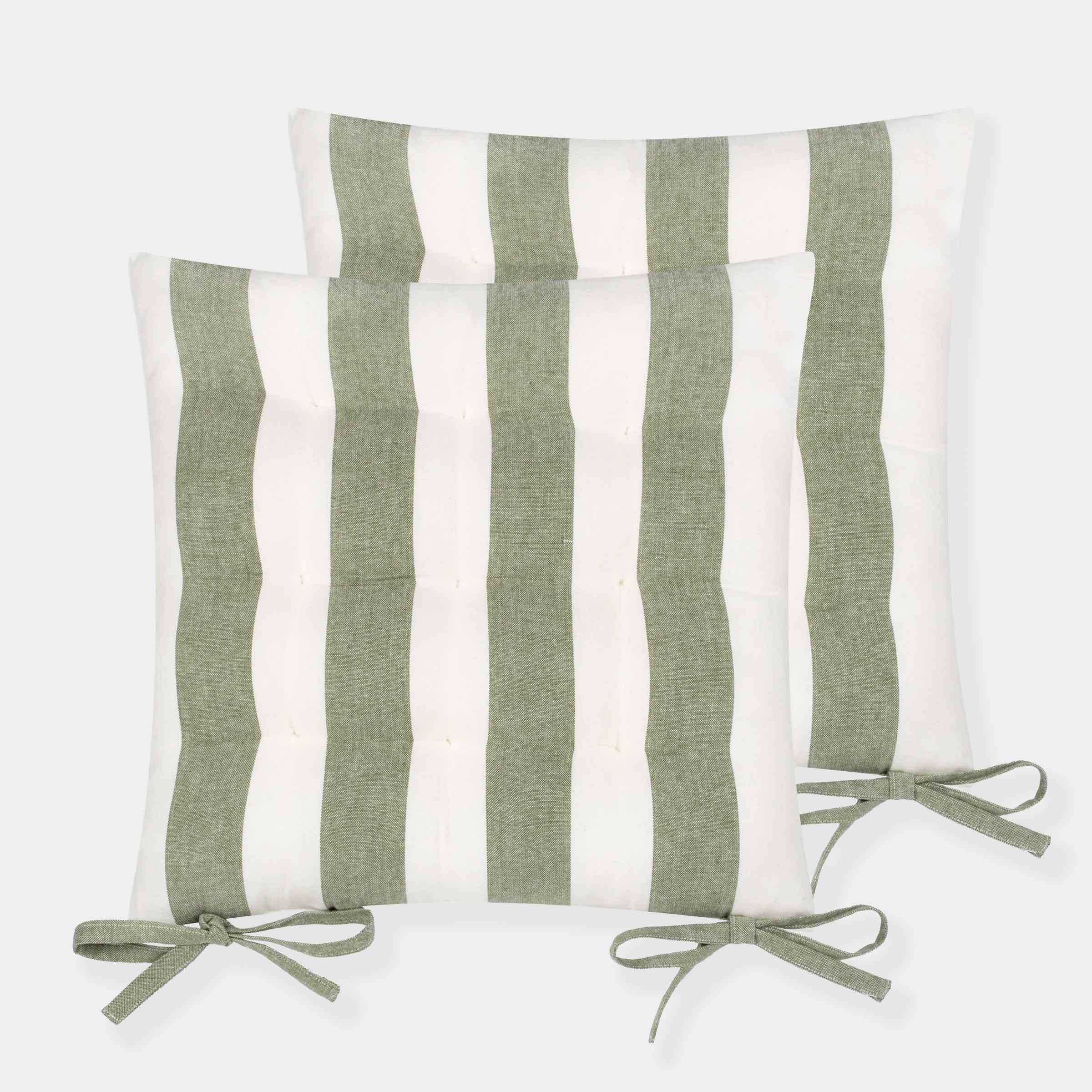 Hayle Striped Seat Pad | Set of 2 | Moss