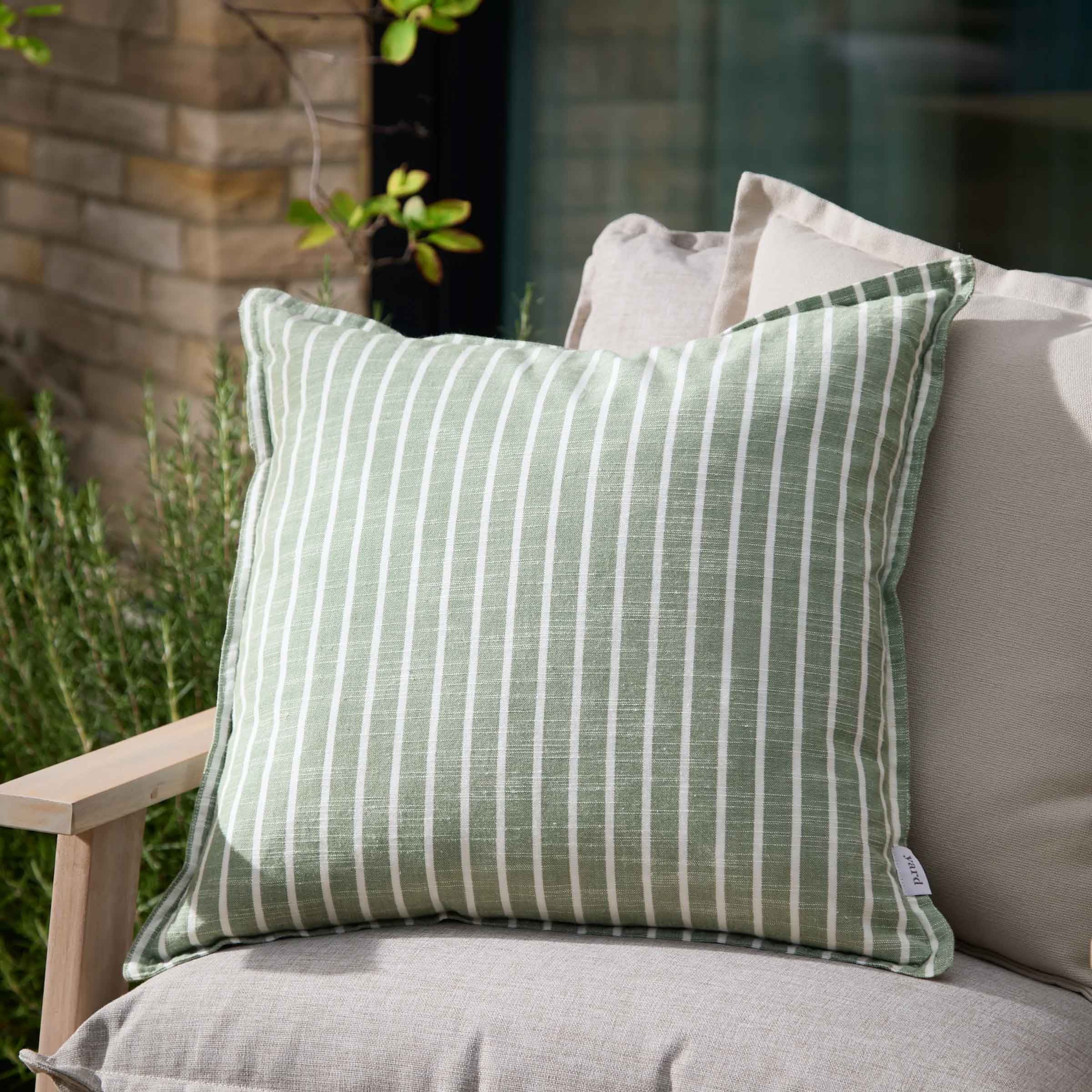 Hessle Stripe Outdoor Cushion I Eucalyptus