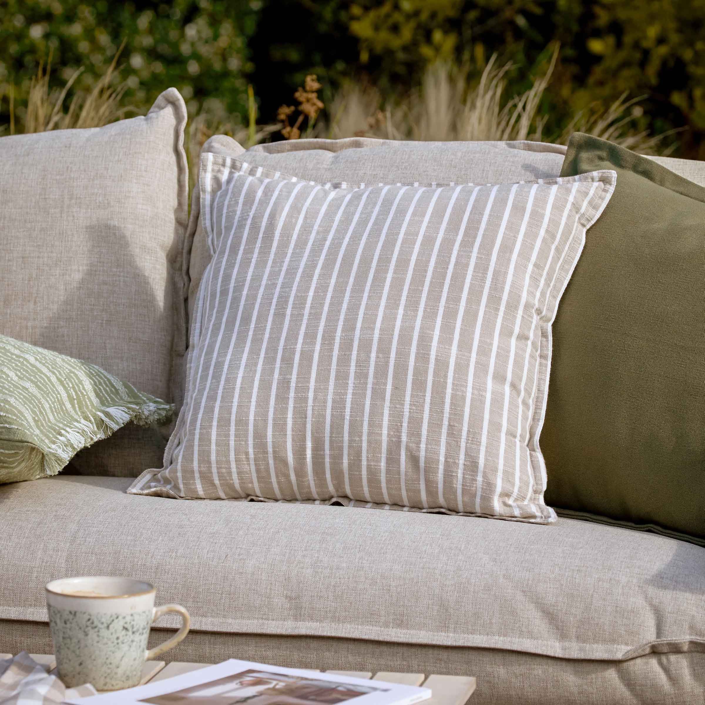 Hessle Stripe Outdoor Cushion I Natural