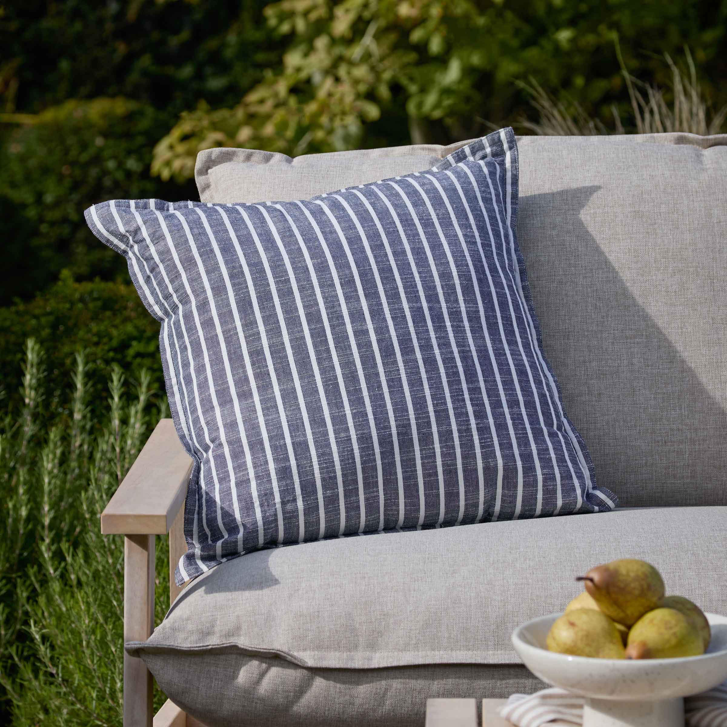 Hessle Stripe Outdoor Cushion I Navy