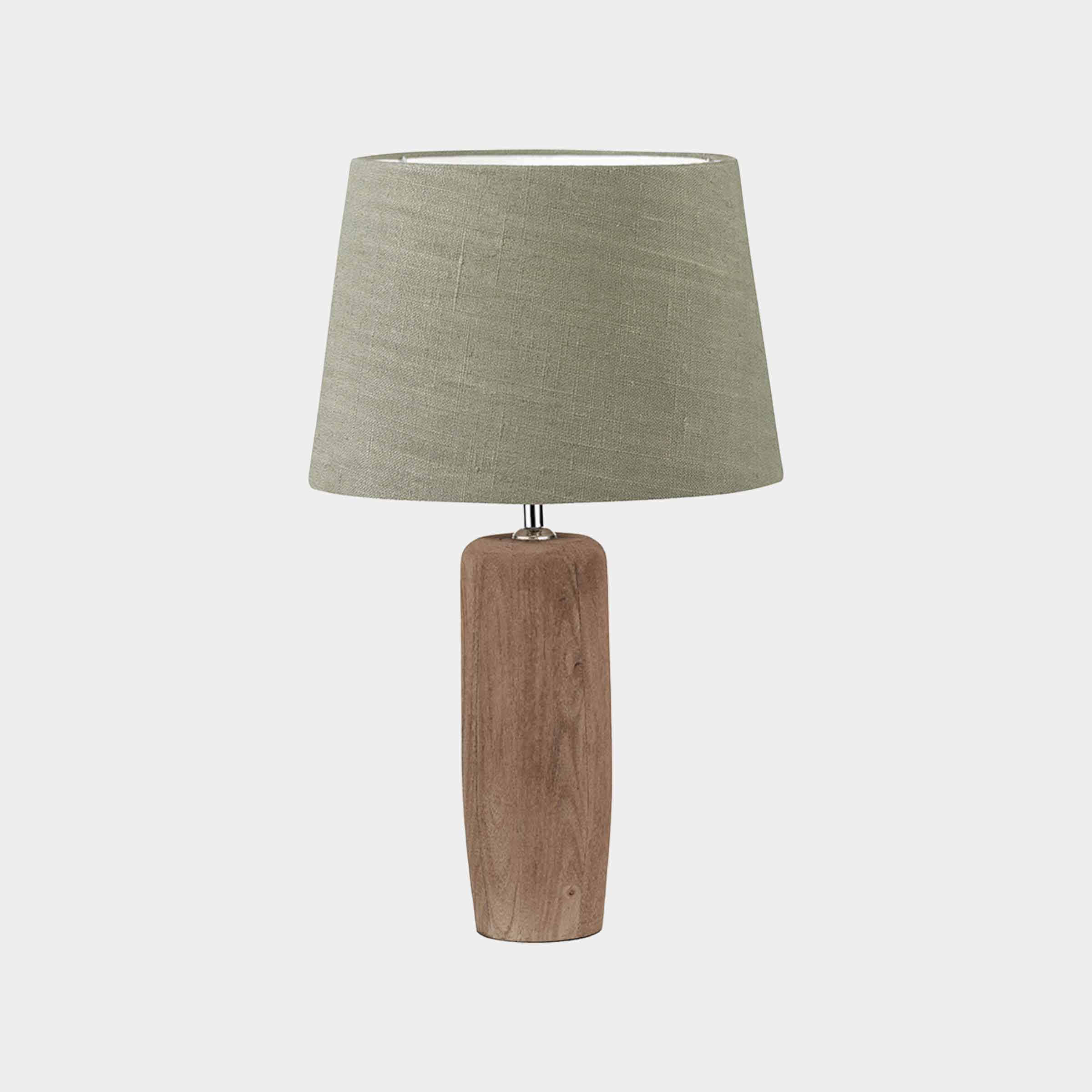 Inaya Mango Wood Table Lamp with Pistachio Linen Shade