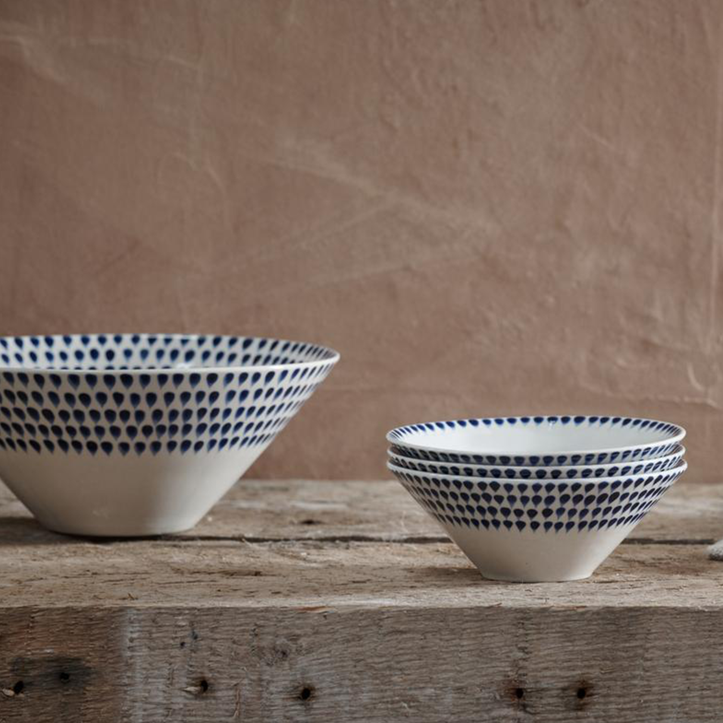 Indigo Drop Serving Bowl