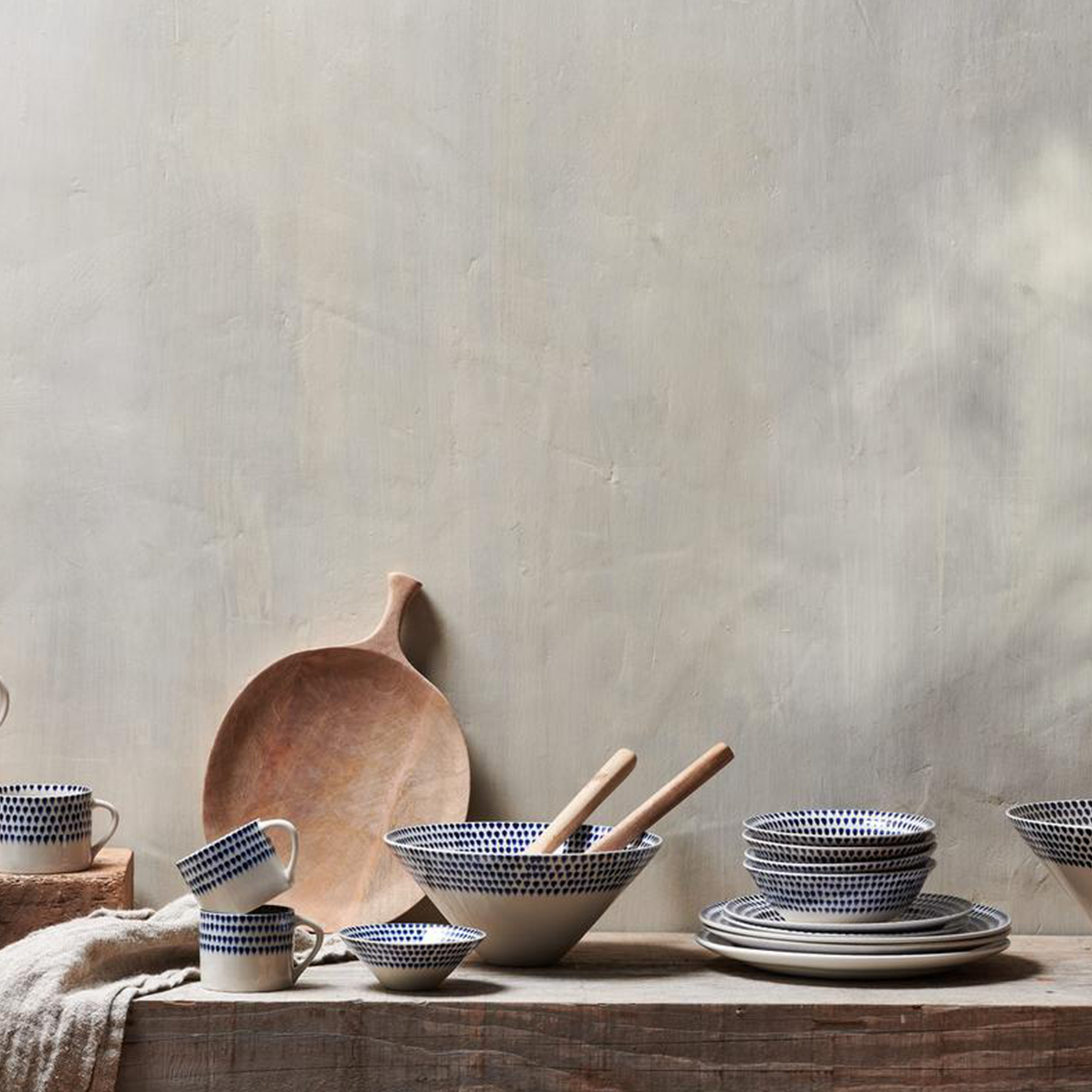 Indigo Drop Serving Bowl