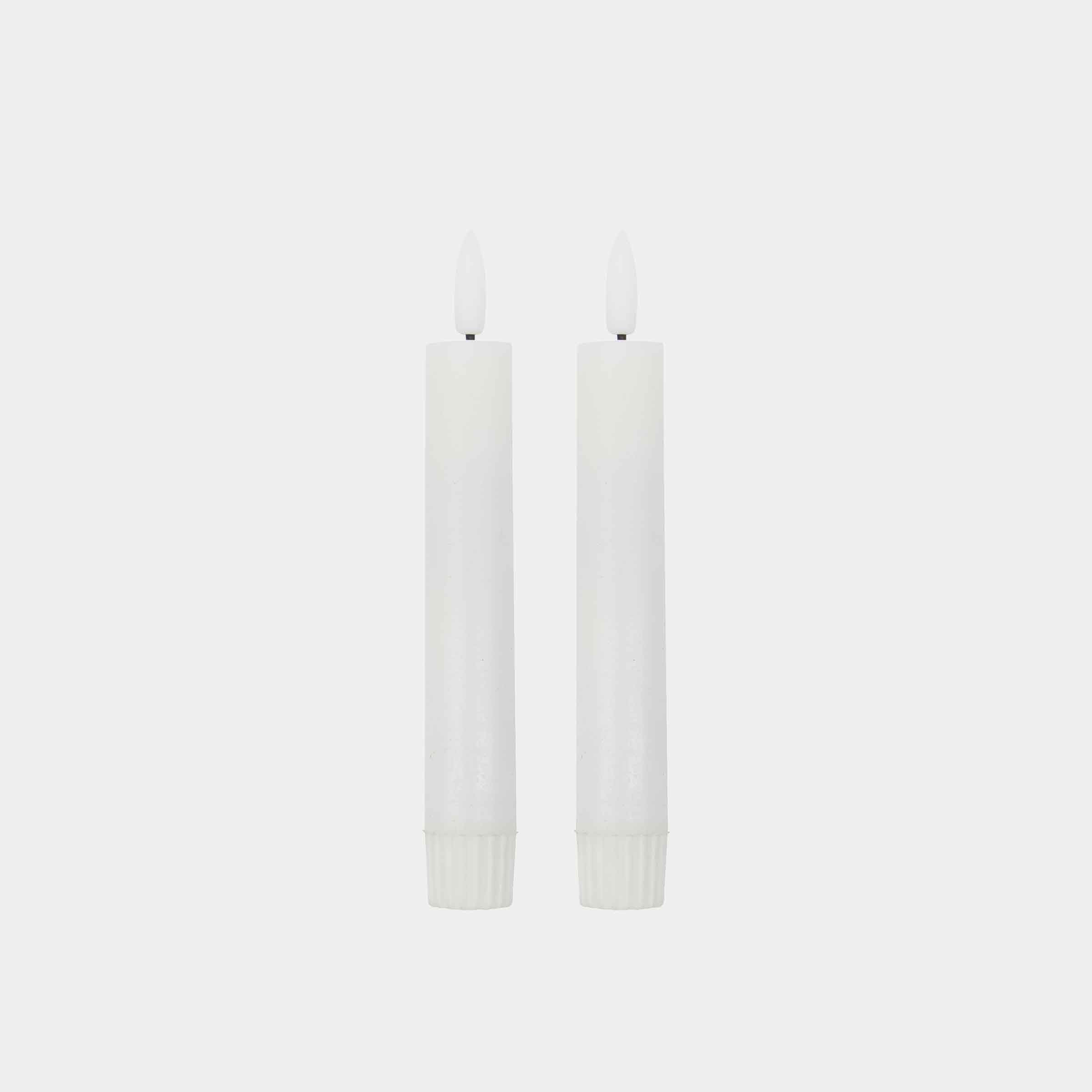 LED White Candles Short | Set of 2
