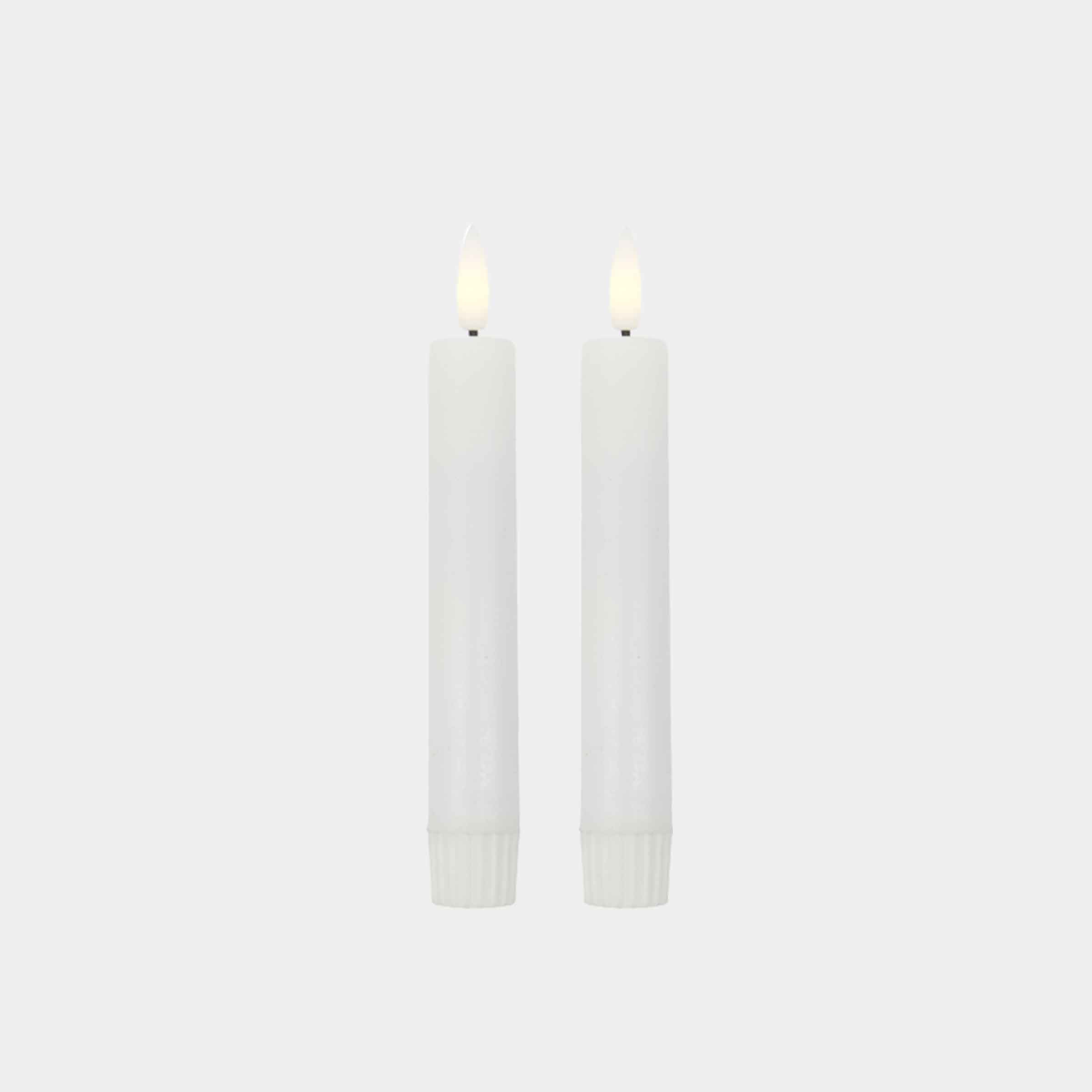 LED White Candles Short | Set of 2