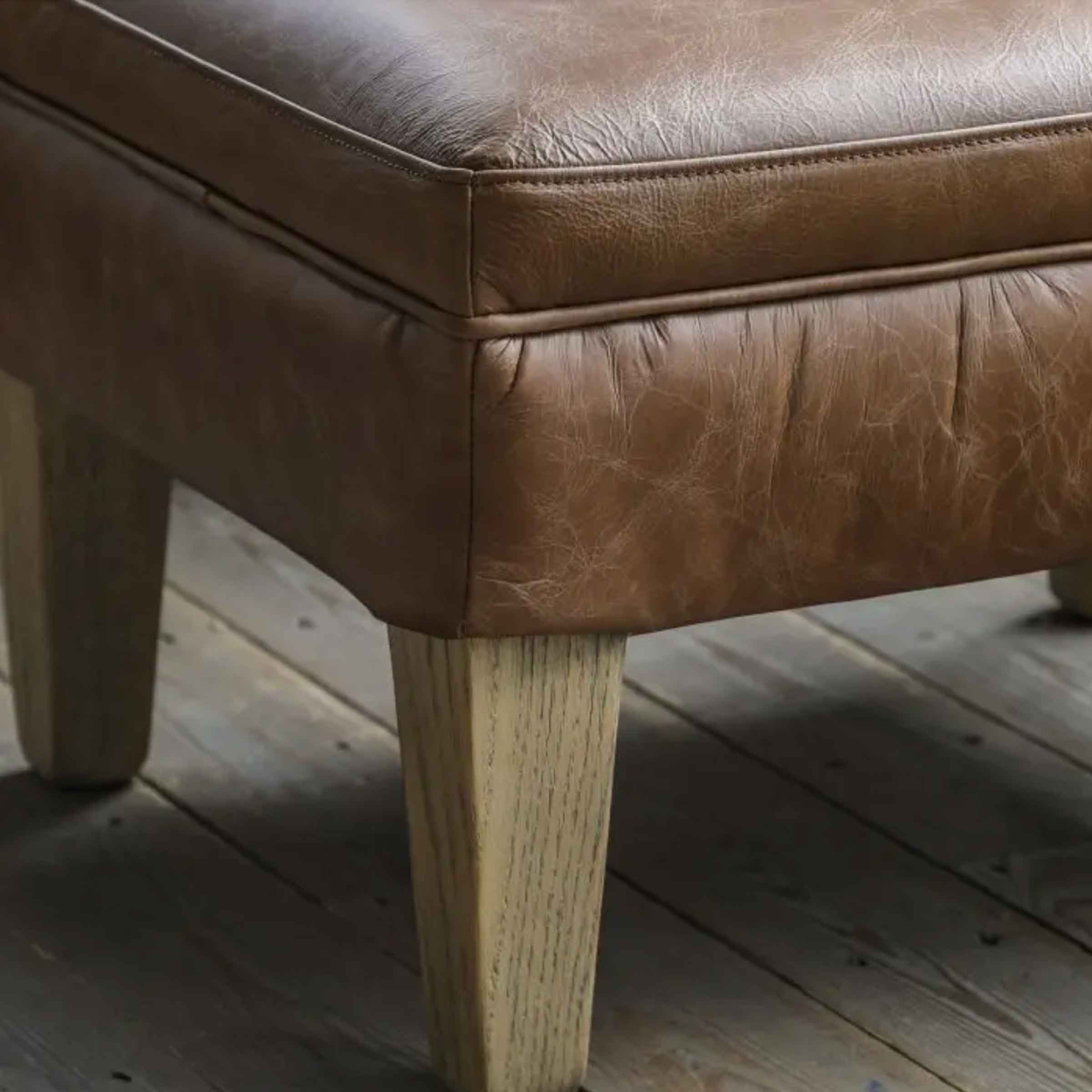 Lovina Vintage Brown Leather Footstool