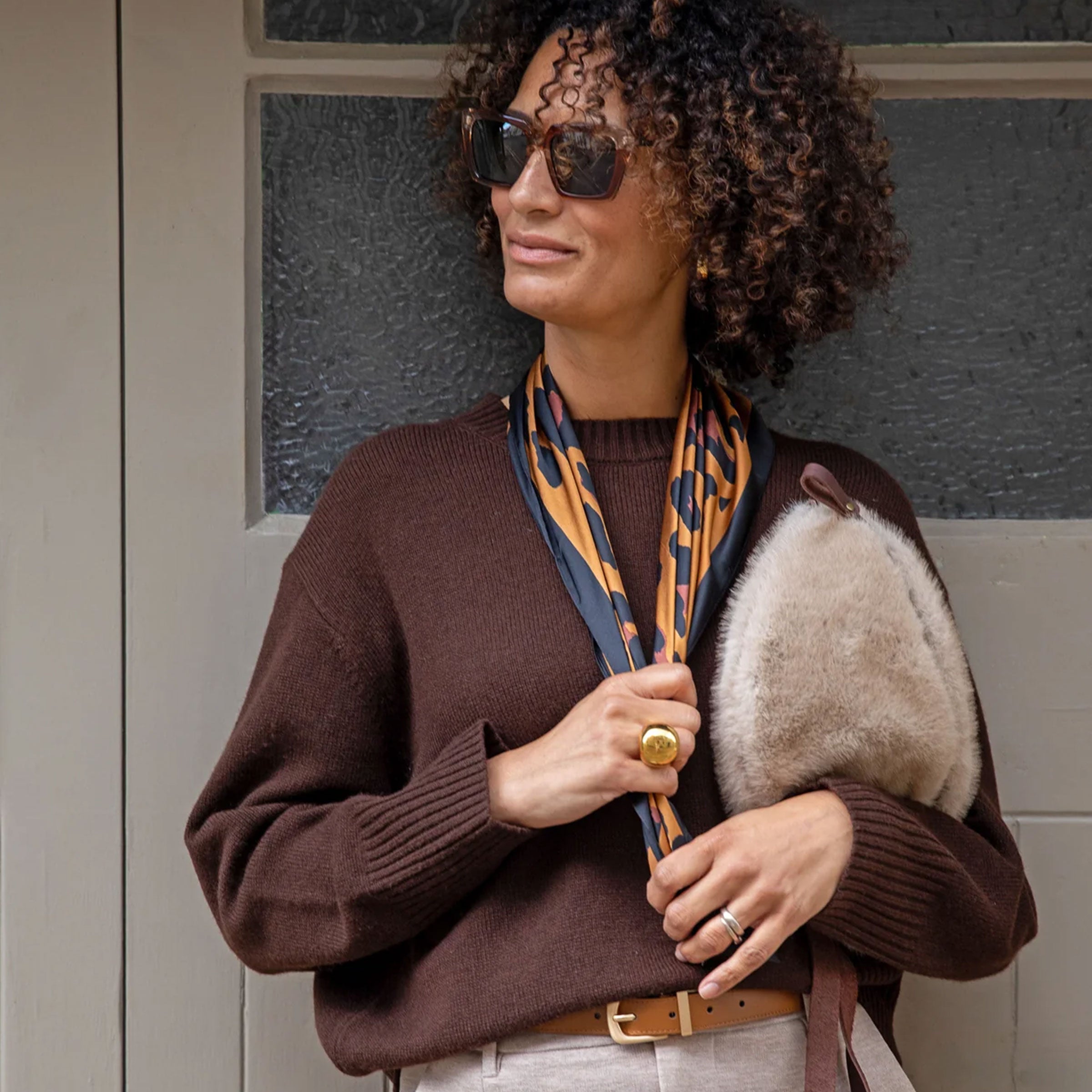 Luna Scarf | Large Leopard Print