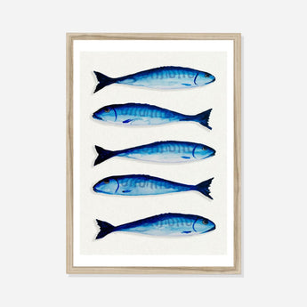 Mackerel Kitchen Art Print - Framed
