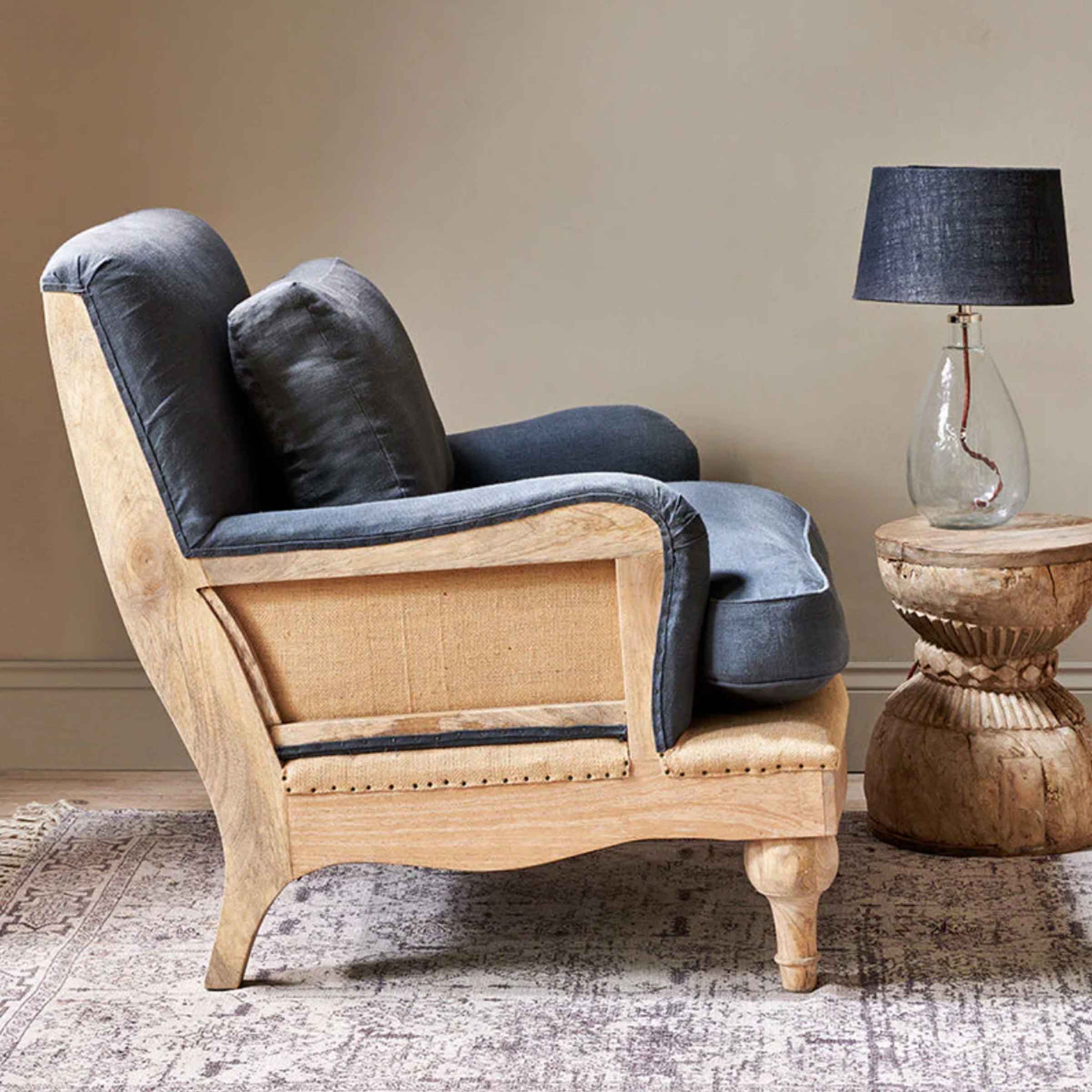 Manta Deconstructed Linen Armchair | Charcoal