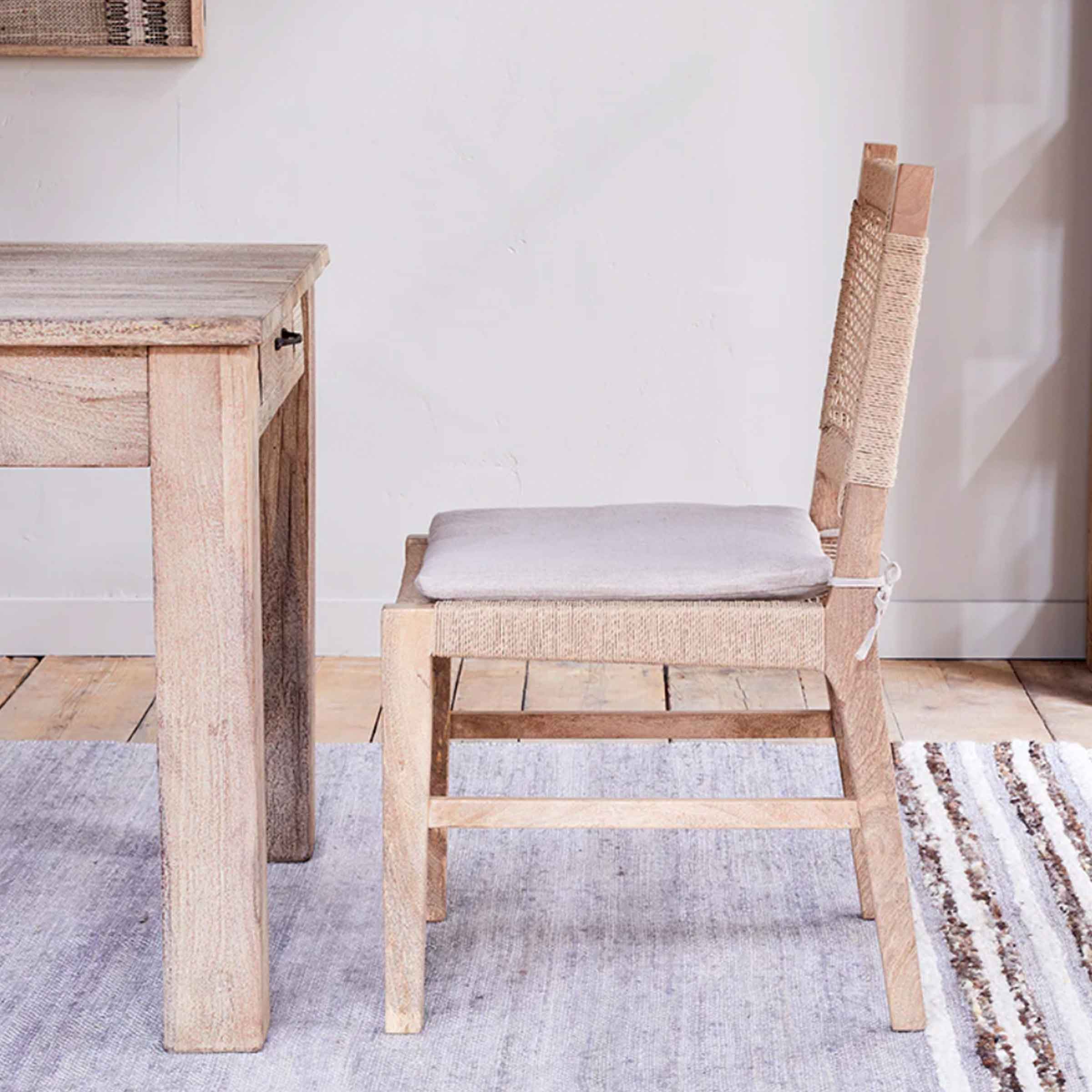 Melolo Mango Wood + Cord Dining Chair | Natural