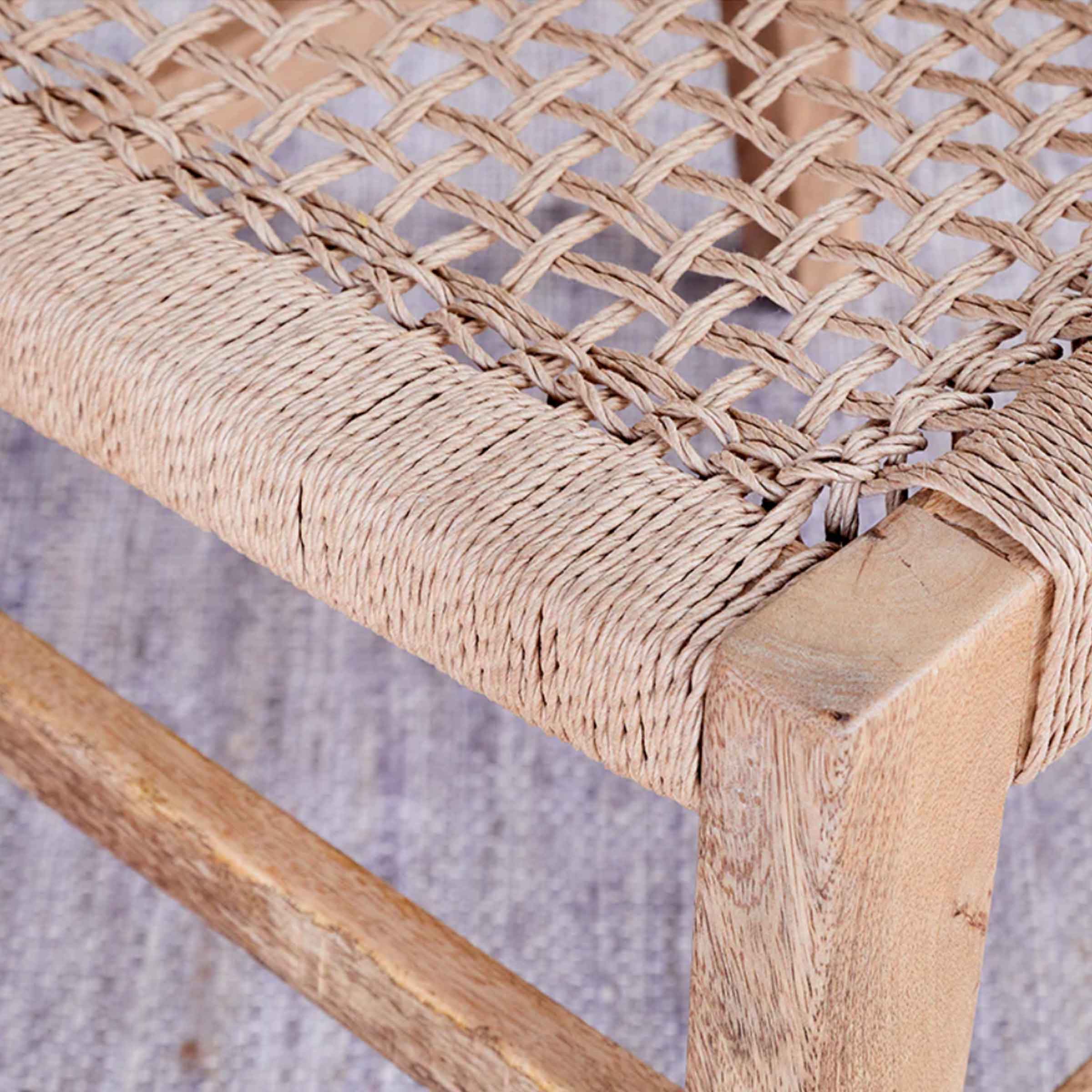 Melolo Mango Wood + Cord Dining Chair | Natural