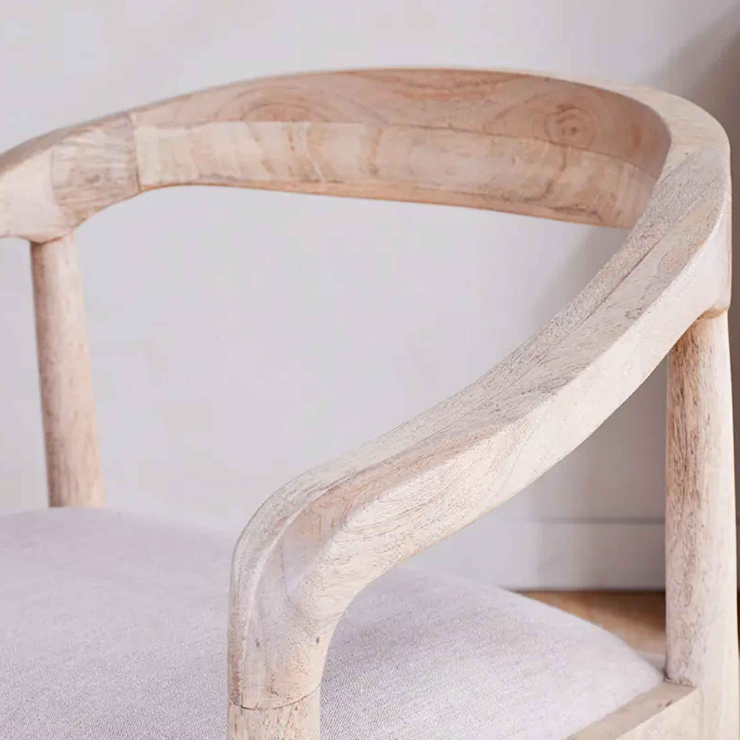 Melolo Mango Wood Upholstered Dining Chair | Natural
