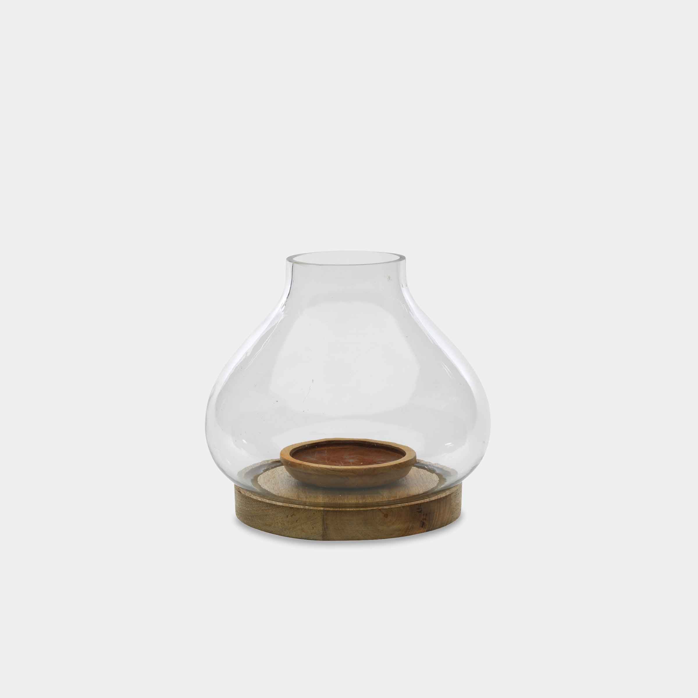 Naryla Lantern – Recycled Glass & Mango Wood Candle Holder