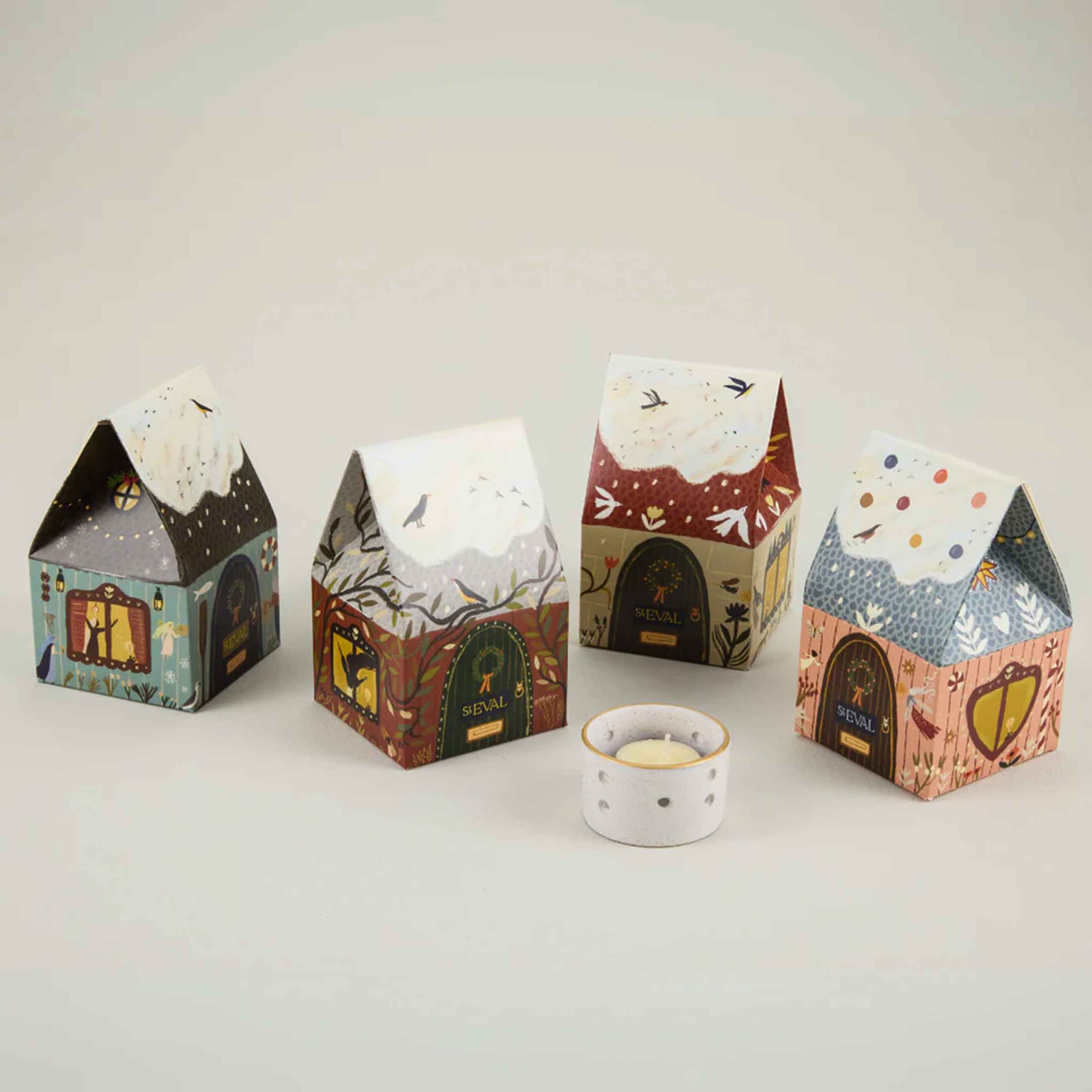 Orange & Cinnamon Christmas Cottage Tealight Set