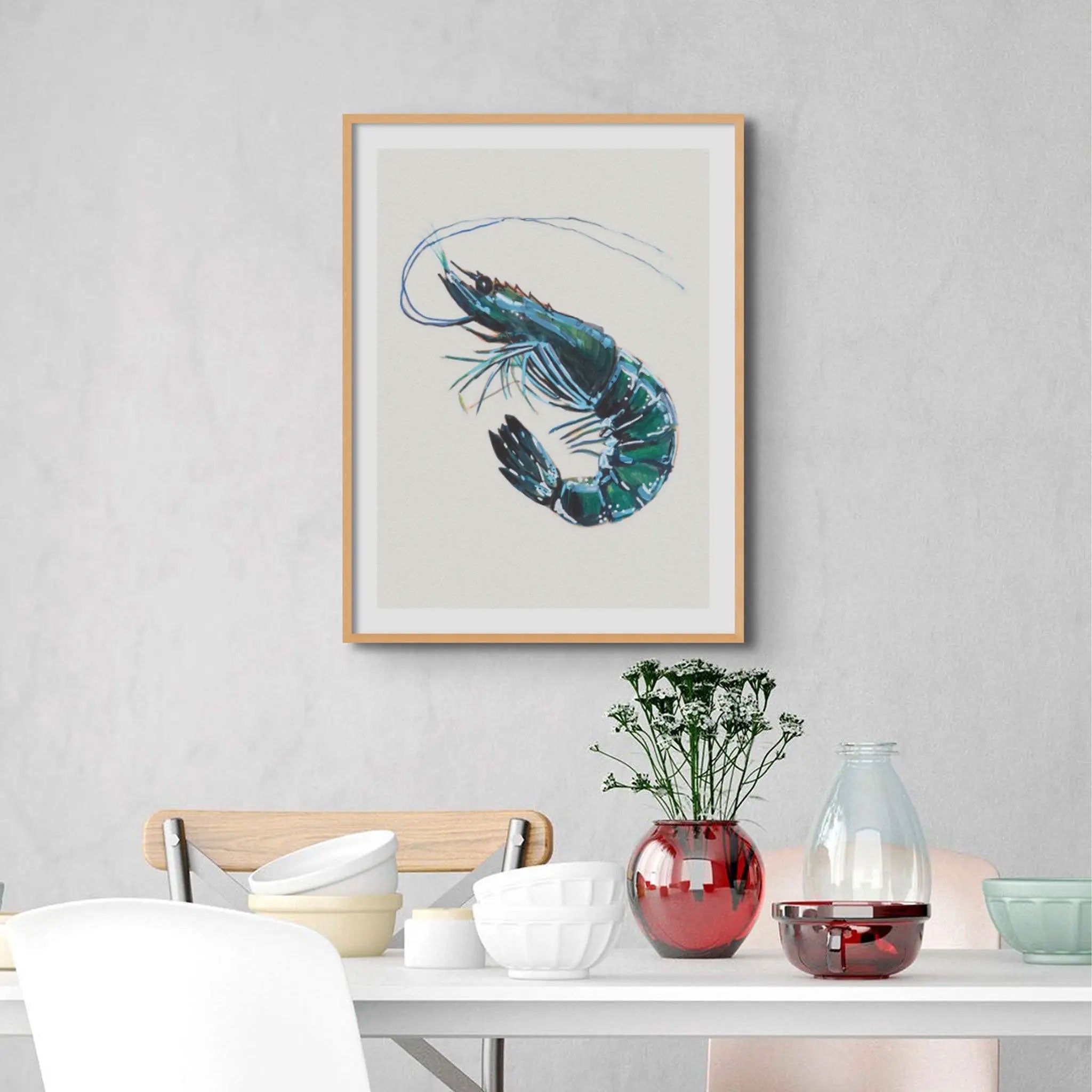 Prawn Watercolour Shellfish Art