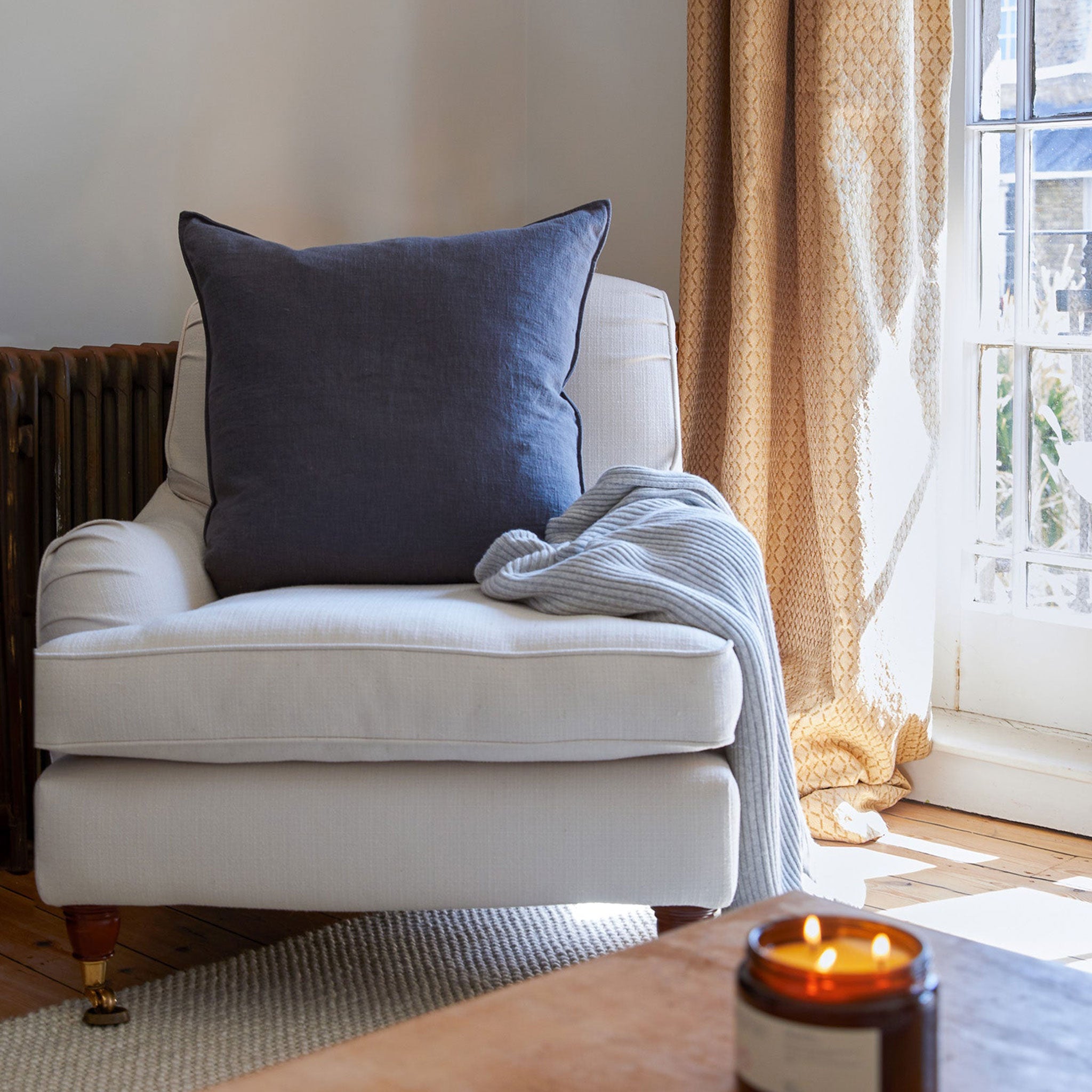 Square Ramie Cotton Cushion | Charcoal