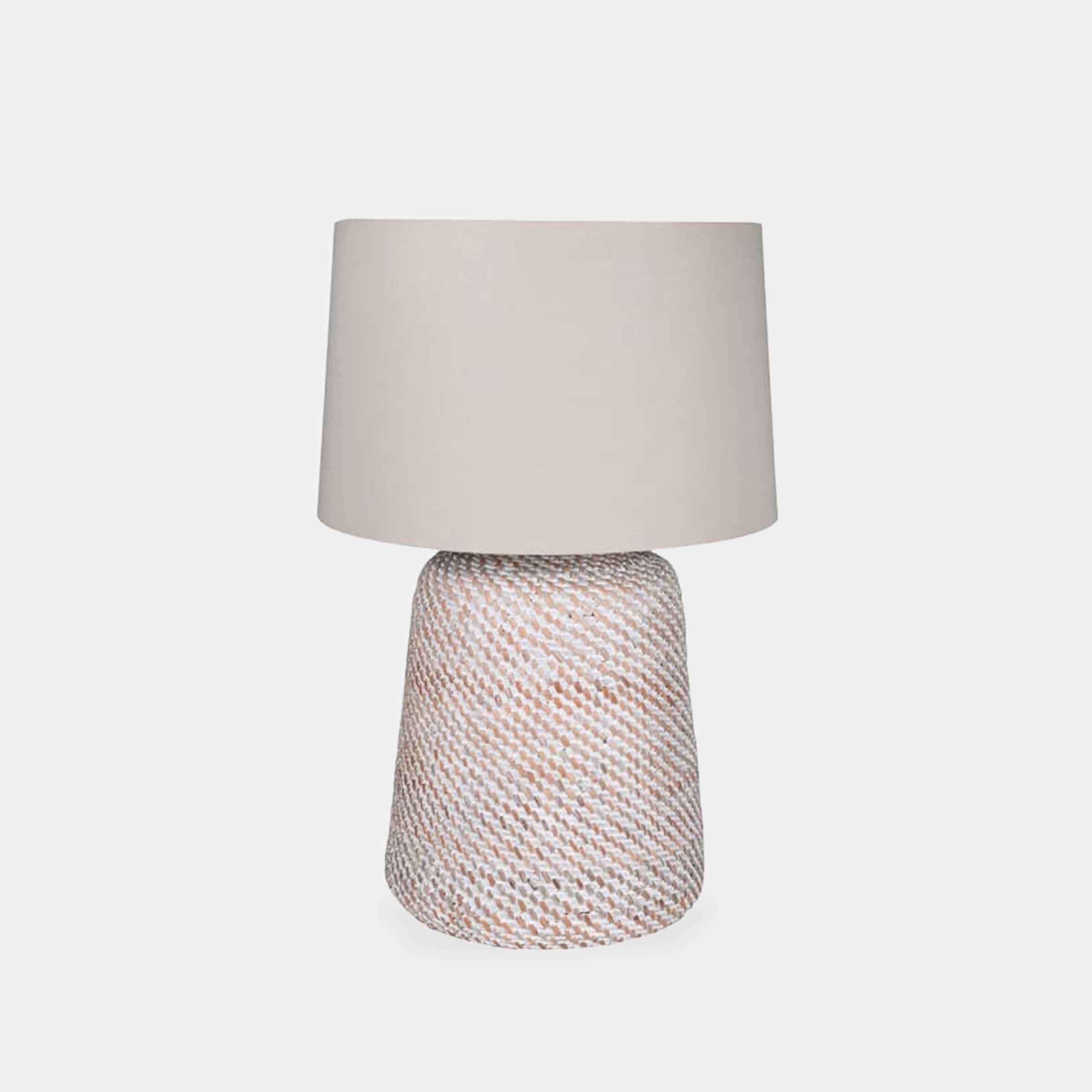 Rattan Table Lamp with Linen Shade