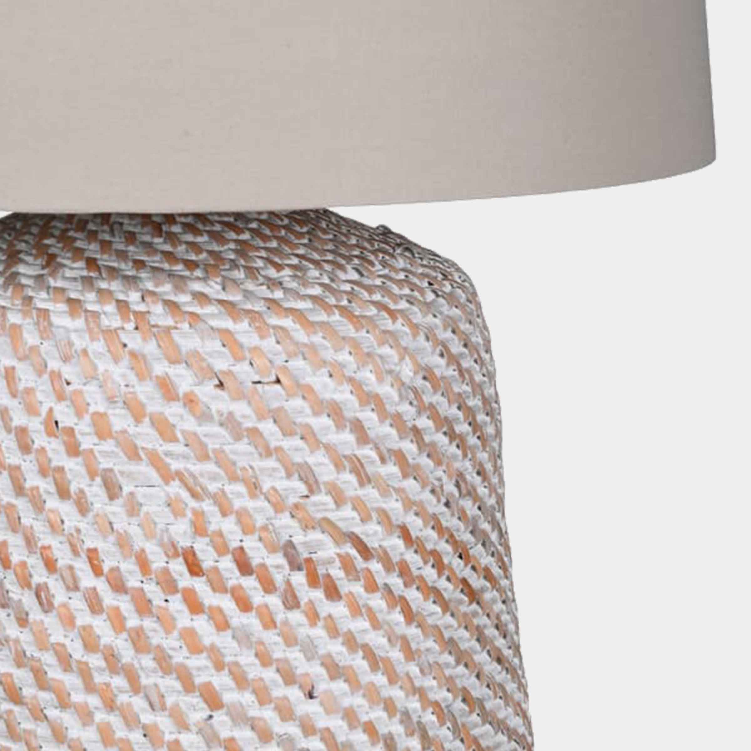 Rattan Table Lamp with Linen Shade