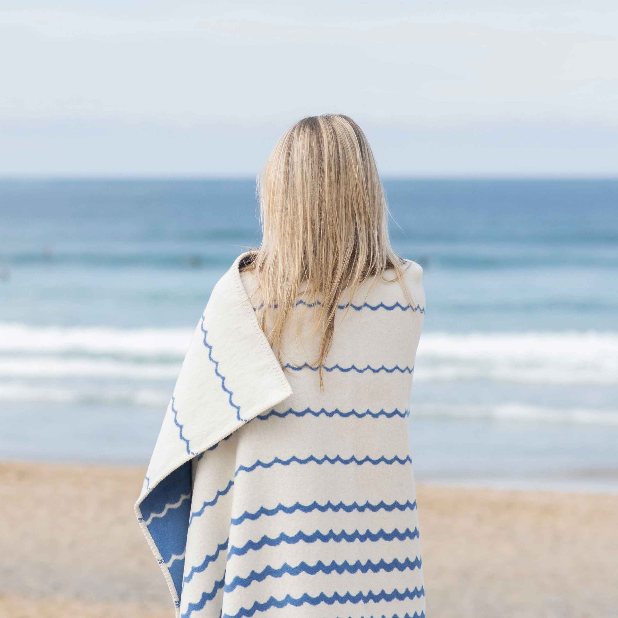 Recycled Cotton Blanket | Blue Swell