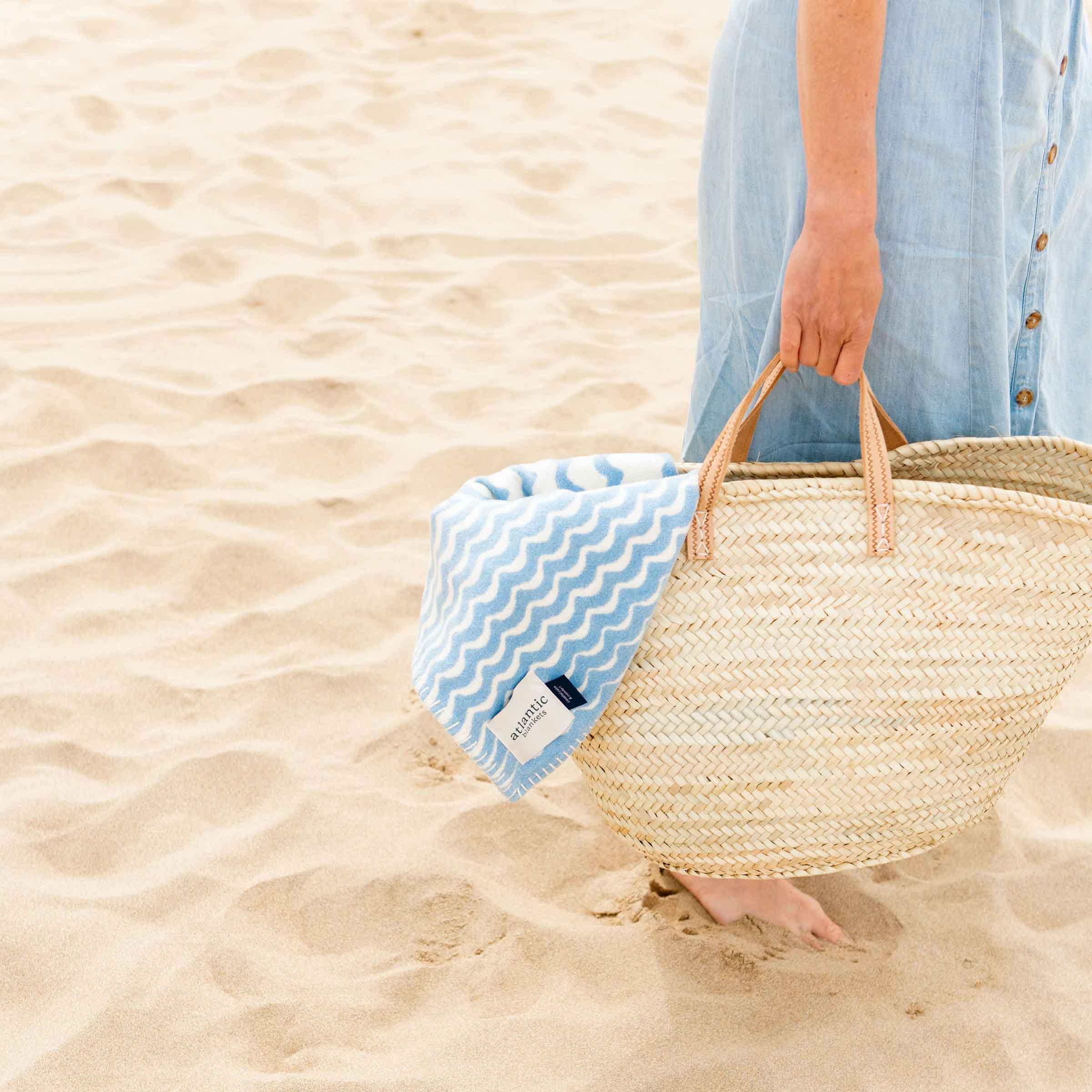 Recycled Cotton Blanket | Powder Blue Swell | Large