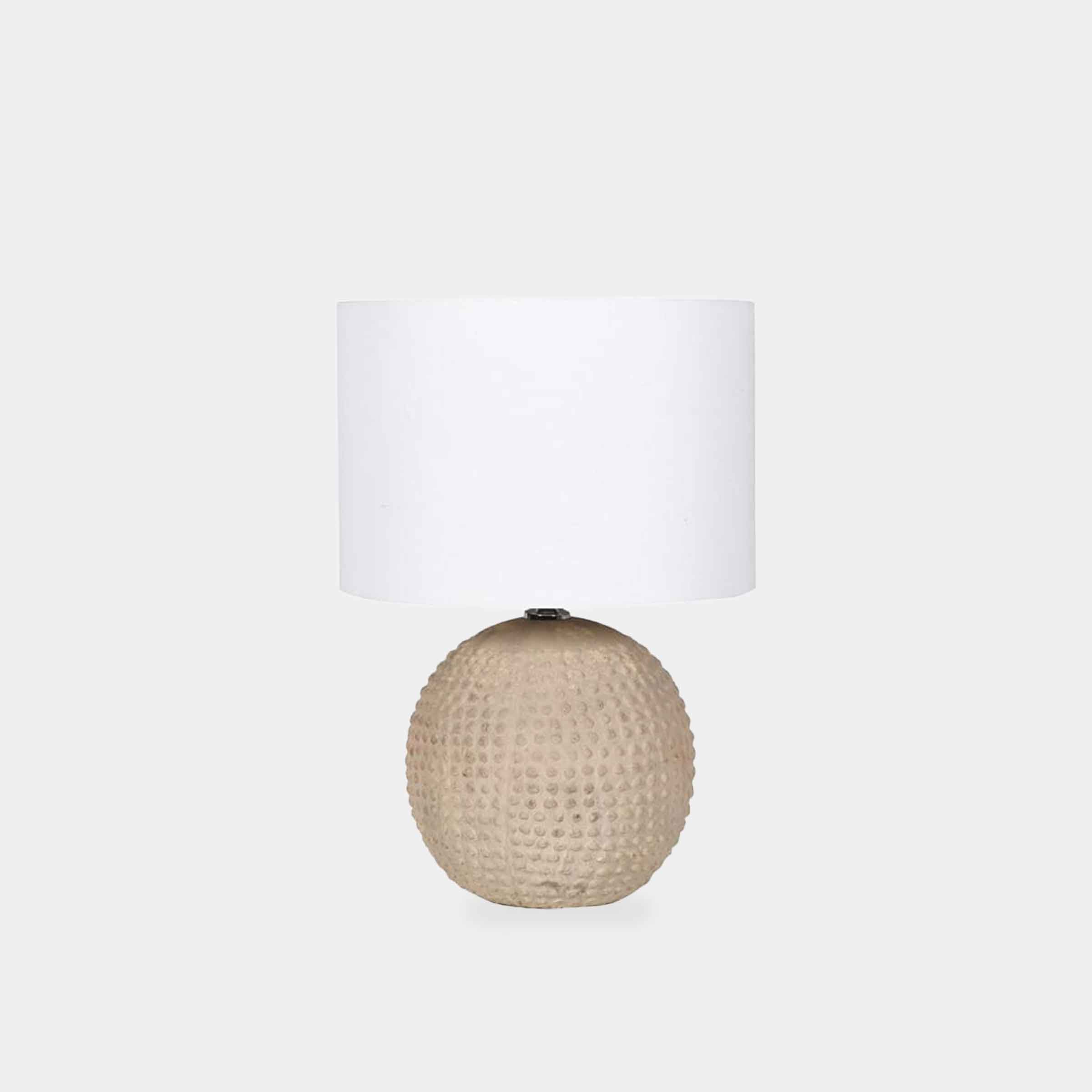 Round Bobbles Table Lamp with Linen Shade